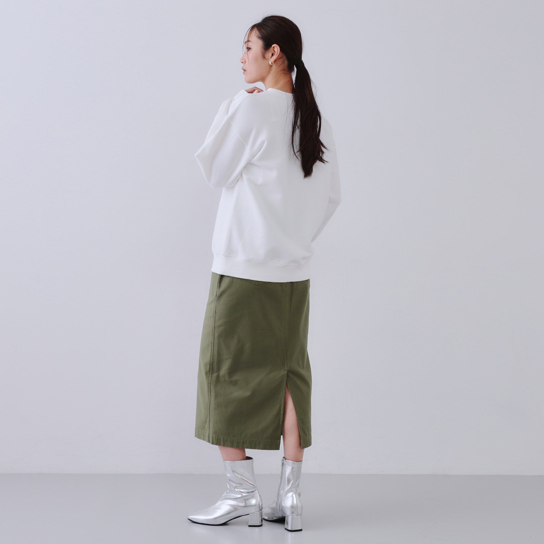 OPAQUE.CLIP「《S-LLsize》ストレッチベイカーナロースカート【洗濯機洗い可】」|スカート|