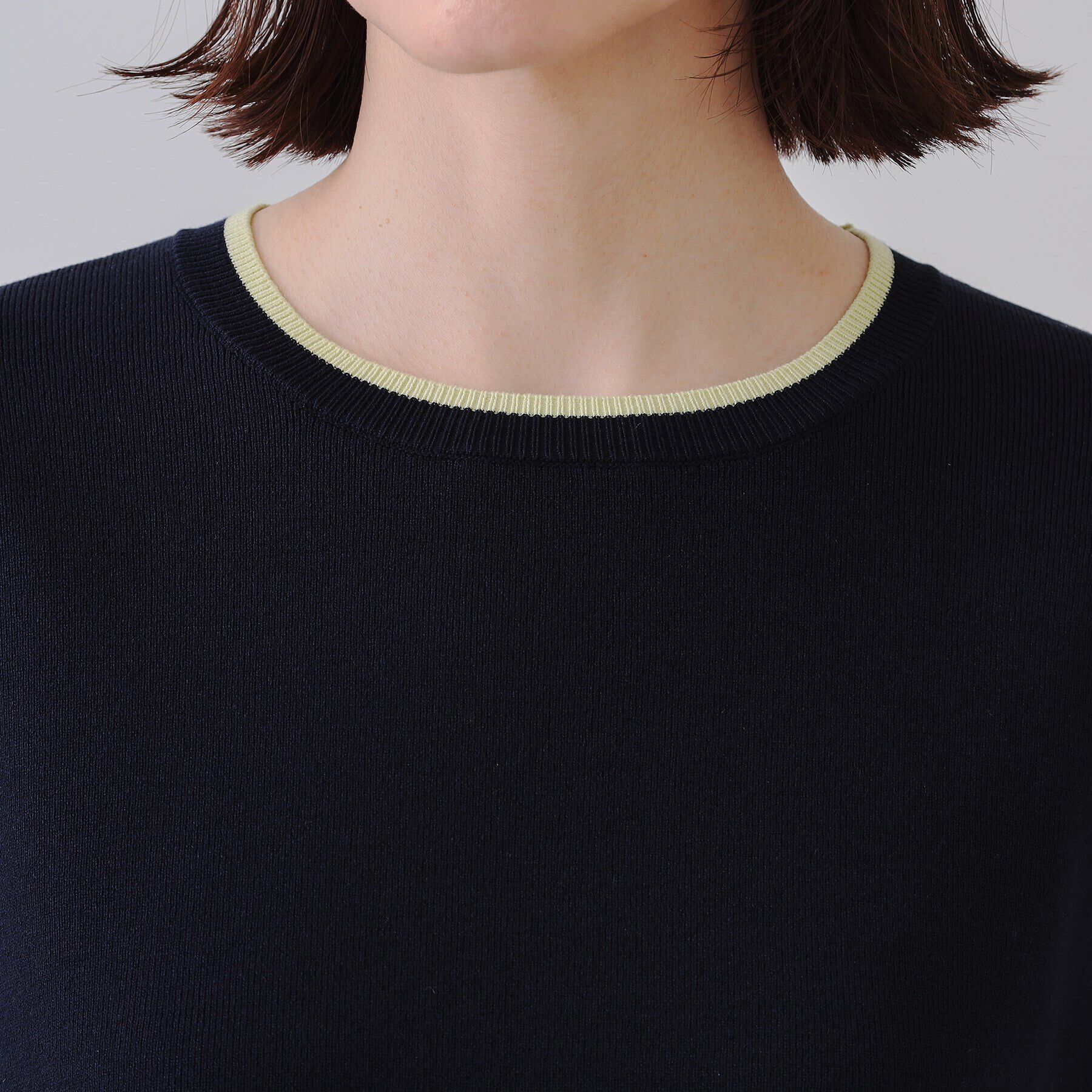 OPAQUE.CLIP「バイカラーボクシーニット【洗濯機洗い可】」|ニット・セーター|