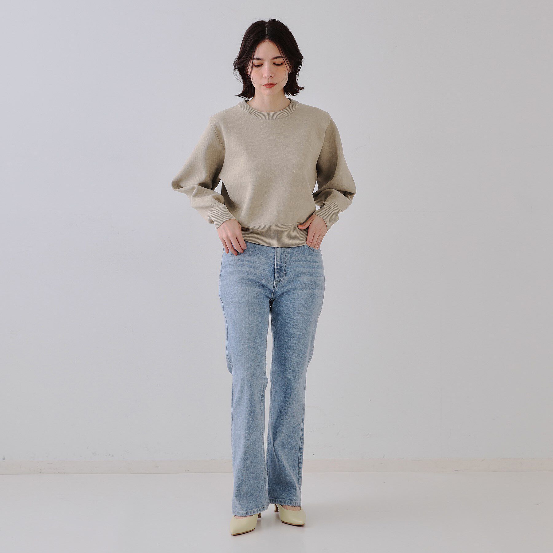 OPAQUE.CLIP「ラメボリュームスリーブニット【洗濯機洗い可】」|ニット・セーター|