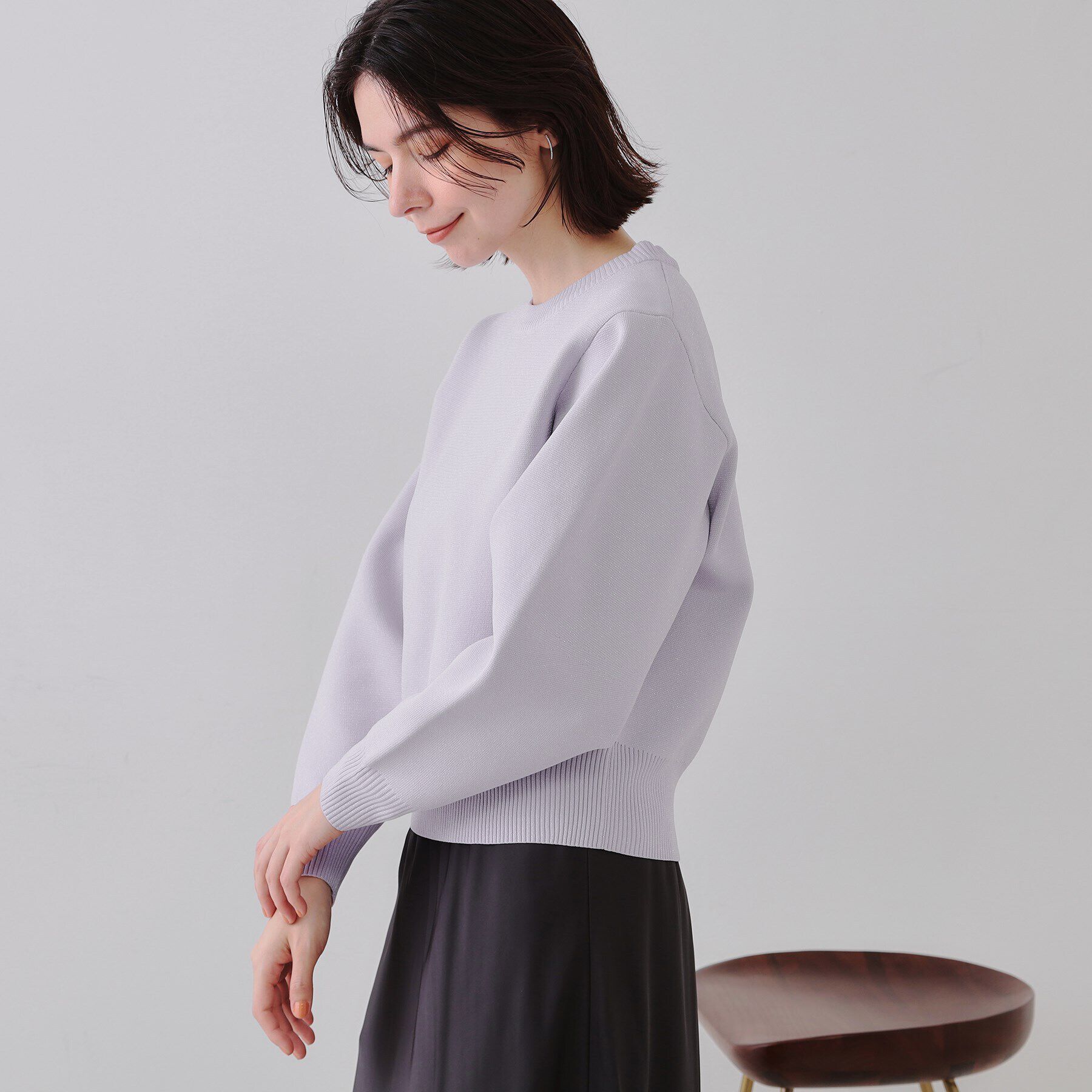 OPAQUE.CLIP「ラメボリュームスリーブニット【洗濯機洗い可】」|ニット・セーター|