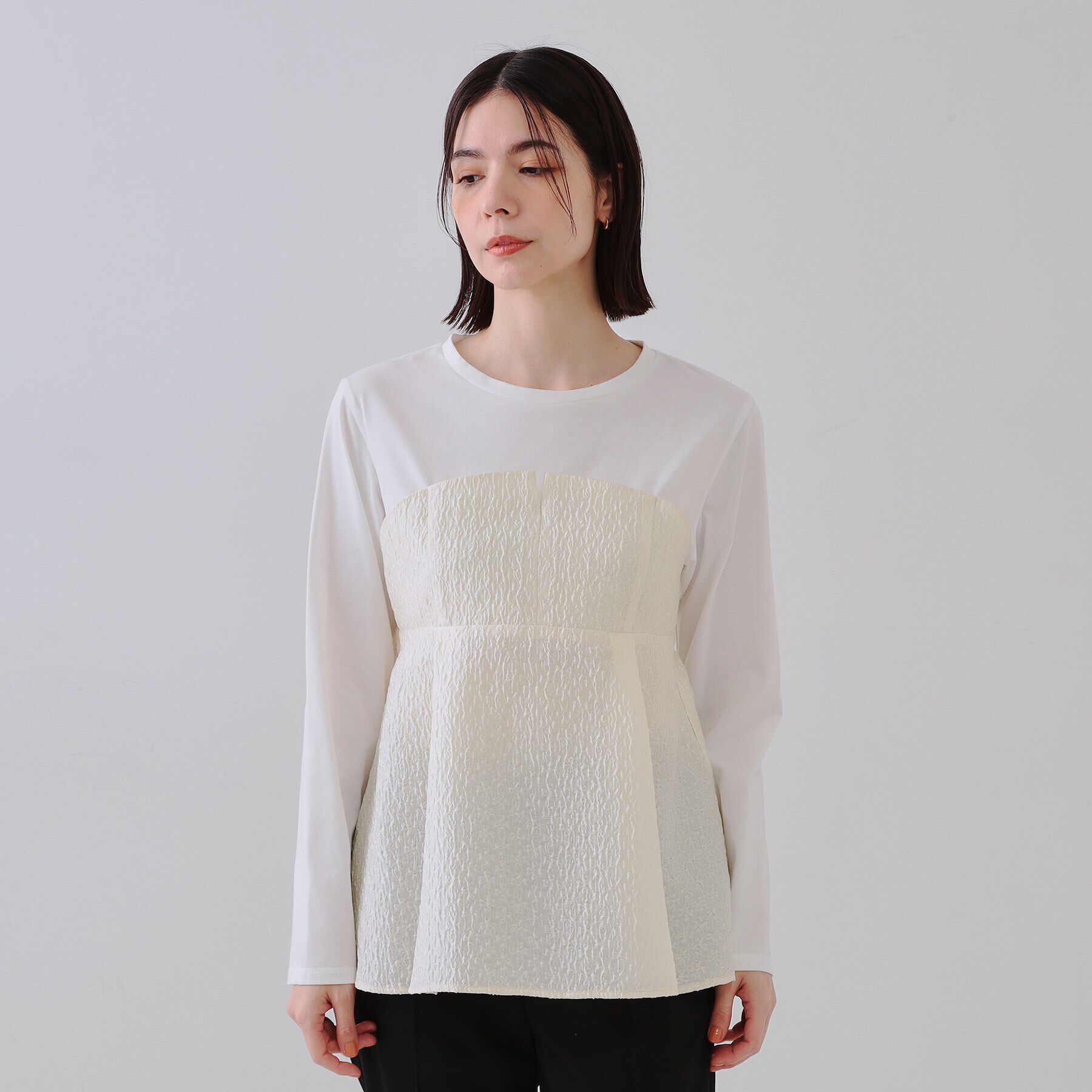 OPAQUE.CLIP「ジャカードビスチェドッキングトップス【洗濯機洗い可】」|Tシャツ・カットソー|