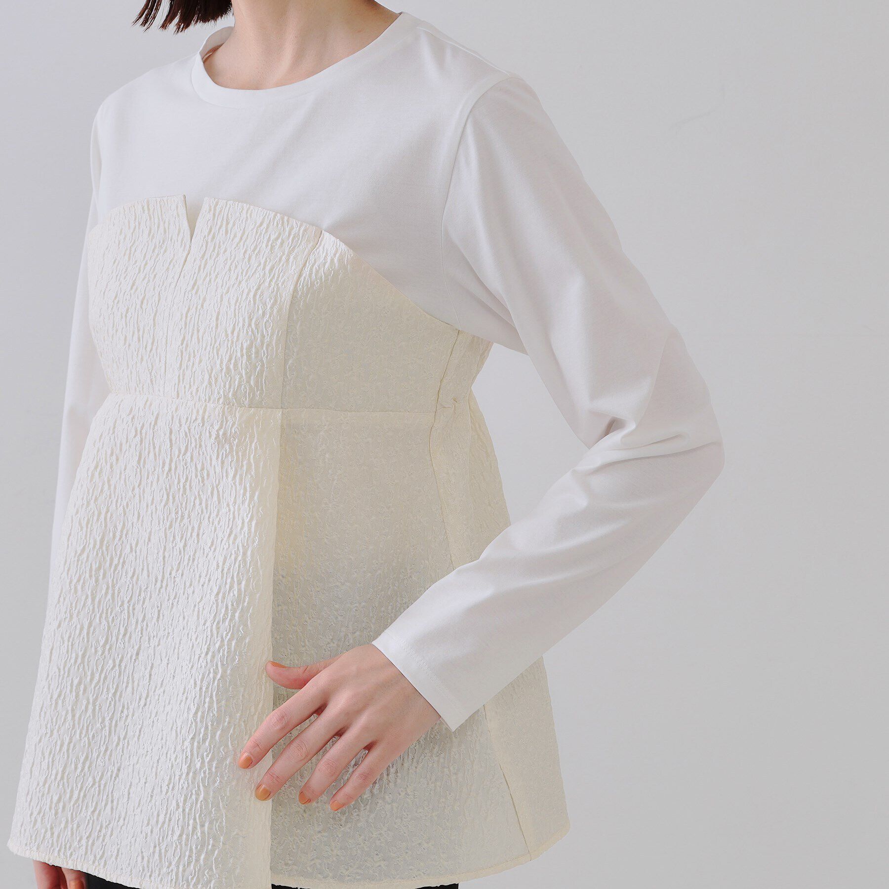 OPAQUE.CLIP「ジャカードビスチェドッキングトップス【洗濯機洗い可】」|Tシャツ・カットソー|