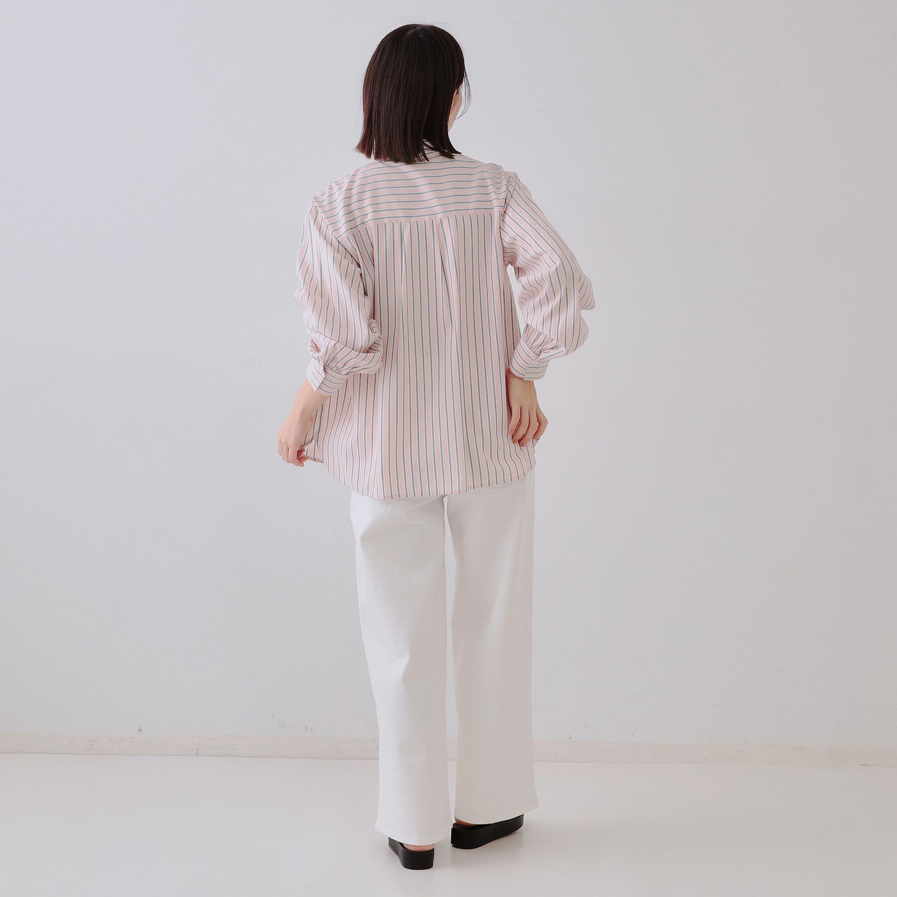 OPAQUE.CLIP「ストライプボウタイシャツ【洗濯機洗い可】」|シャツ・ブラウス|