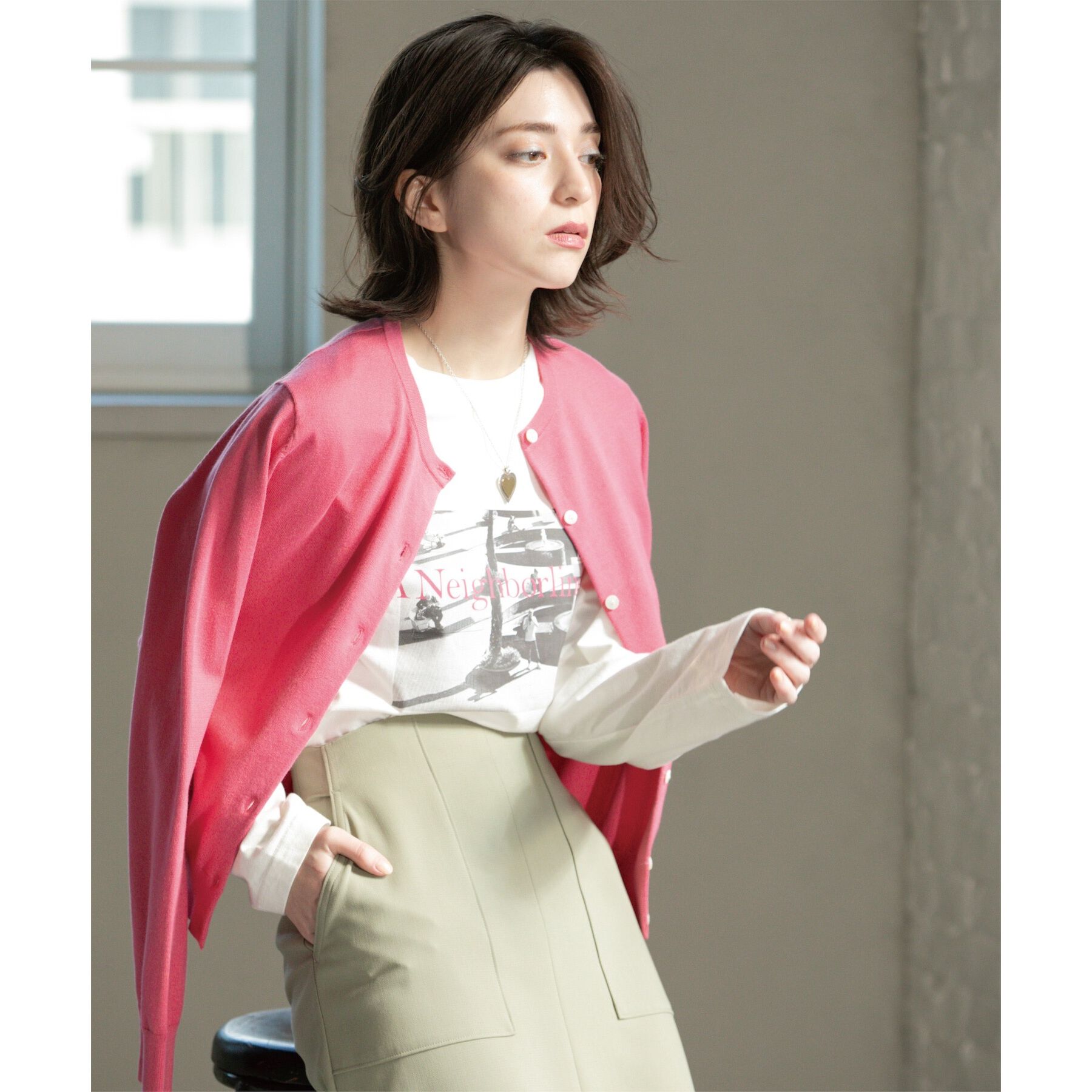 OPAQUE.CLIP「クルーネックニットカーディガン/オーガニックコットン混【UV/洗濯機洗い可】」|カーディガン|