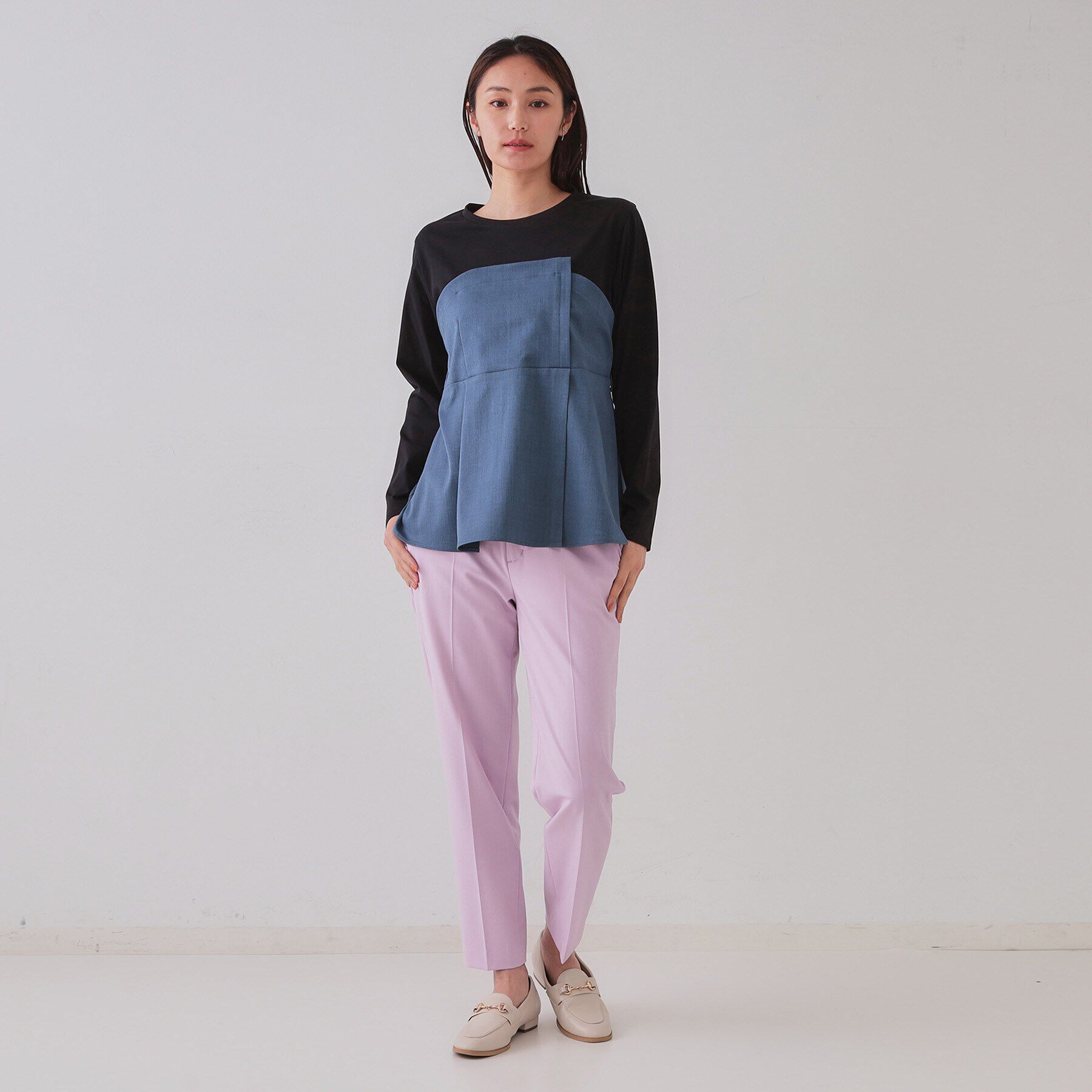 OPAQUE.CLIP「ベルト付ビスチェドッキングカットソー【洗濯機洗い可】」|Tシャツ・カットソー|