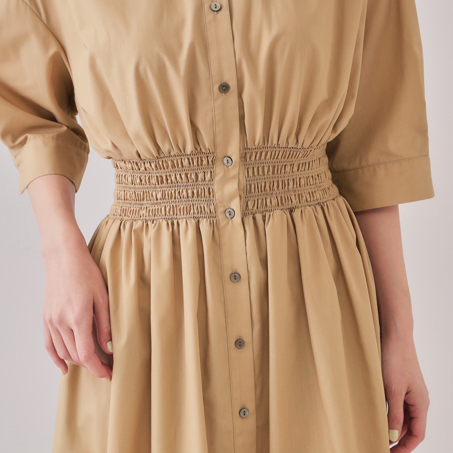 OPAQUE.CLIP「《5色展開》フィット＆フレアシャツワンピース【洗濯機洗い可】」|ワンピース|