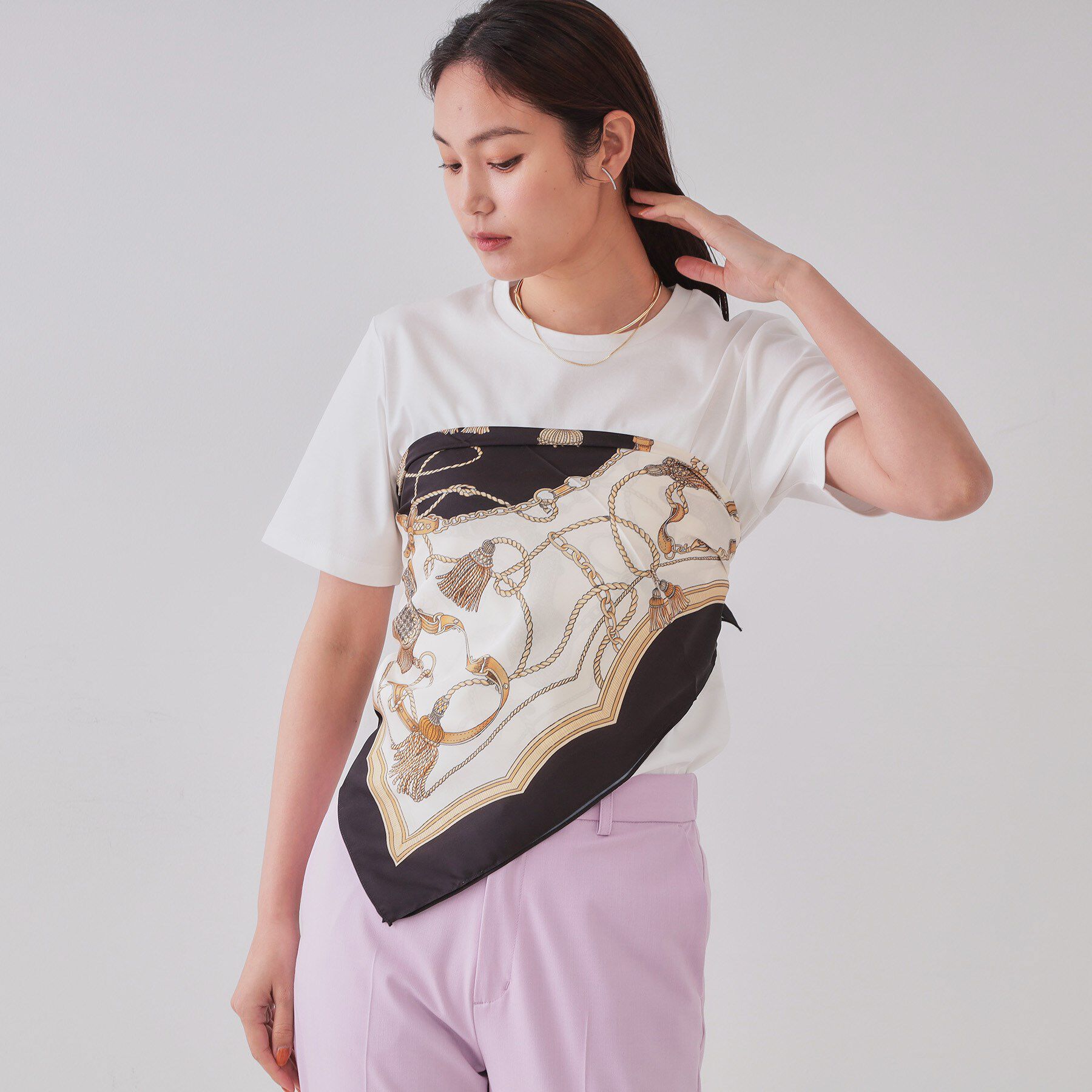 OPAQUE.CLIP「チェーン柄スクエア大判スカーフ」|バンダナ・スカーフ|