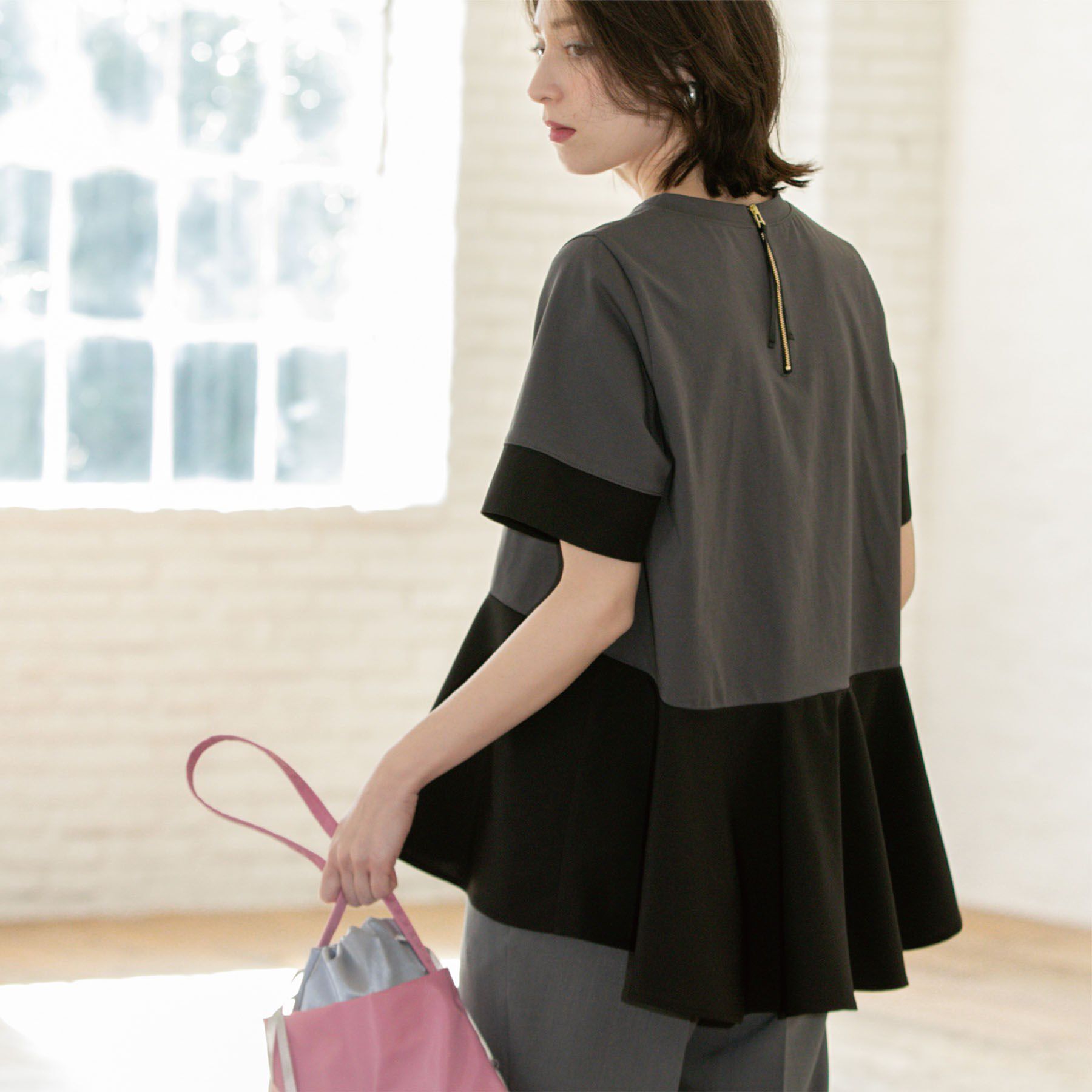 OPAQUE.CLIP「ペプラム切替ドッキングトップス【洗濯機洗い可】」|Tシャツ・カットソー|