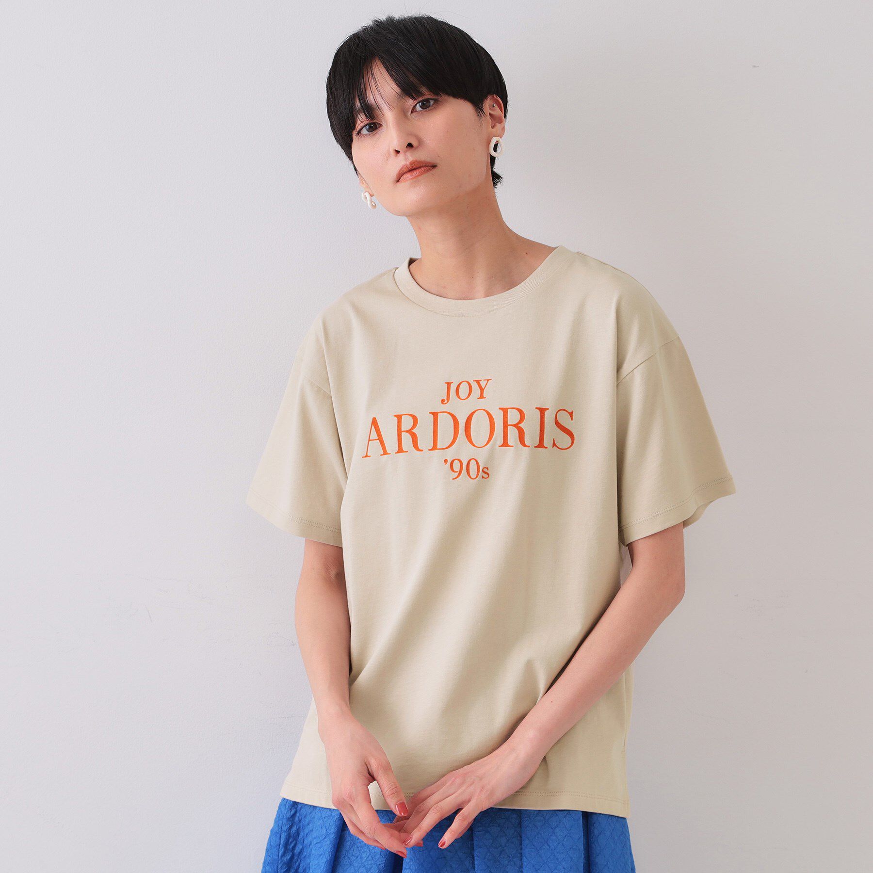 OPAQUE.CLIP「フロッキーロゴTシャツ【洗濯機洗い可】」|Tシャツ・カットソー|ライトベージュ(05