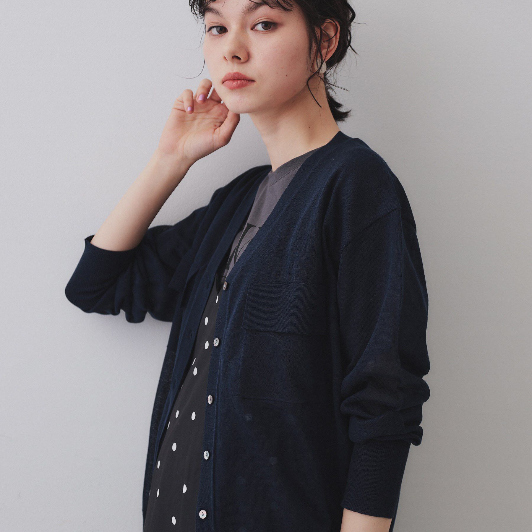 OPAQUE.CLIP「ポケットシアーニットカーディガン【洗濯機洗い可】」|カーディガン|