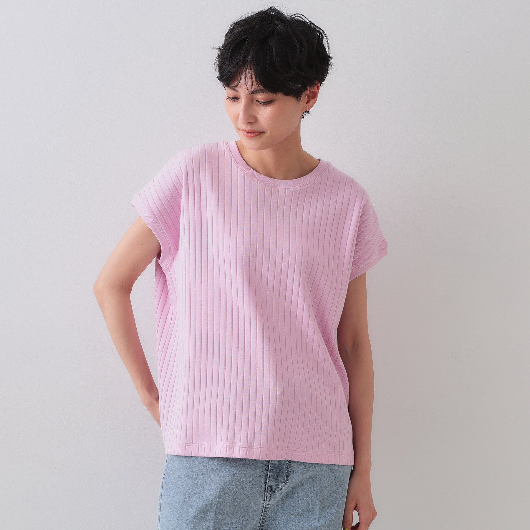 OPAQUE.CLIP「ワイドリブフレンチTシャツ【洗濯機洗い可】」|Tシャツ・カットソー|