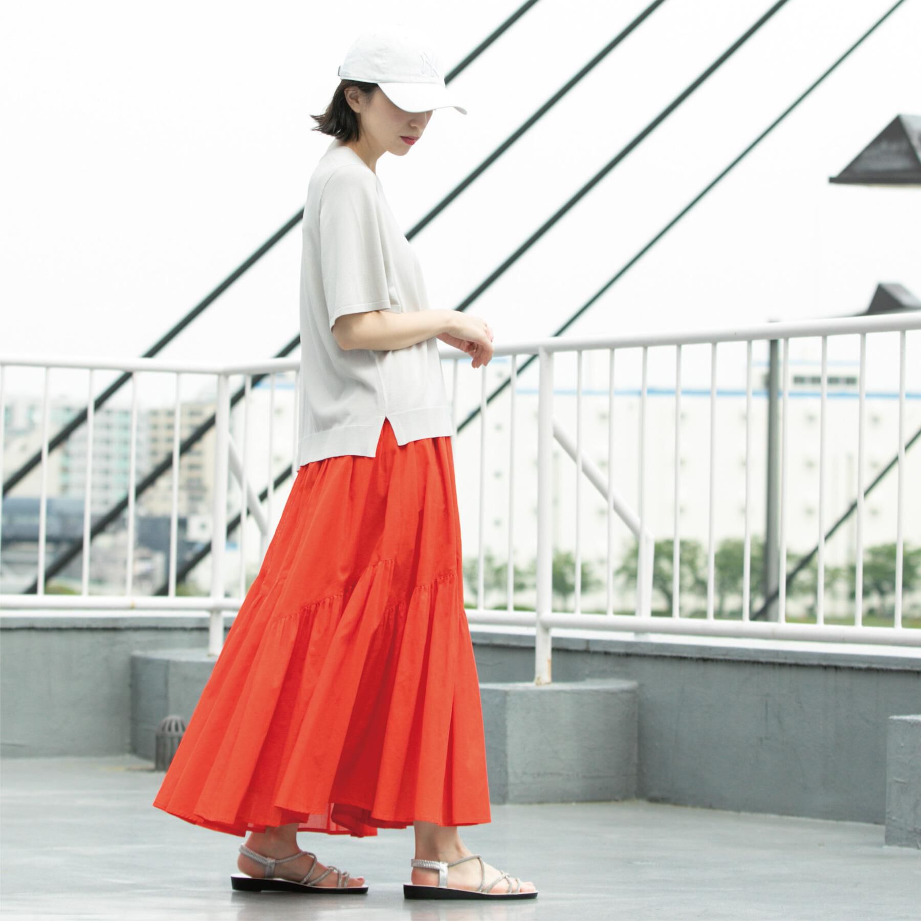 OPAQUE.CLIP「《6色展開/S-LLサイズ》フレアスリーブニット【UV/接触冷感/抗ピル/洗濯機洗い可】」|ニット・セーター|