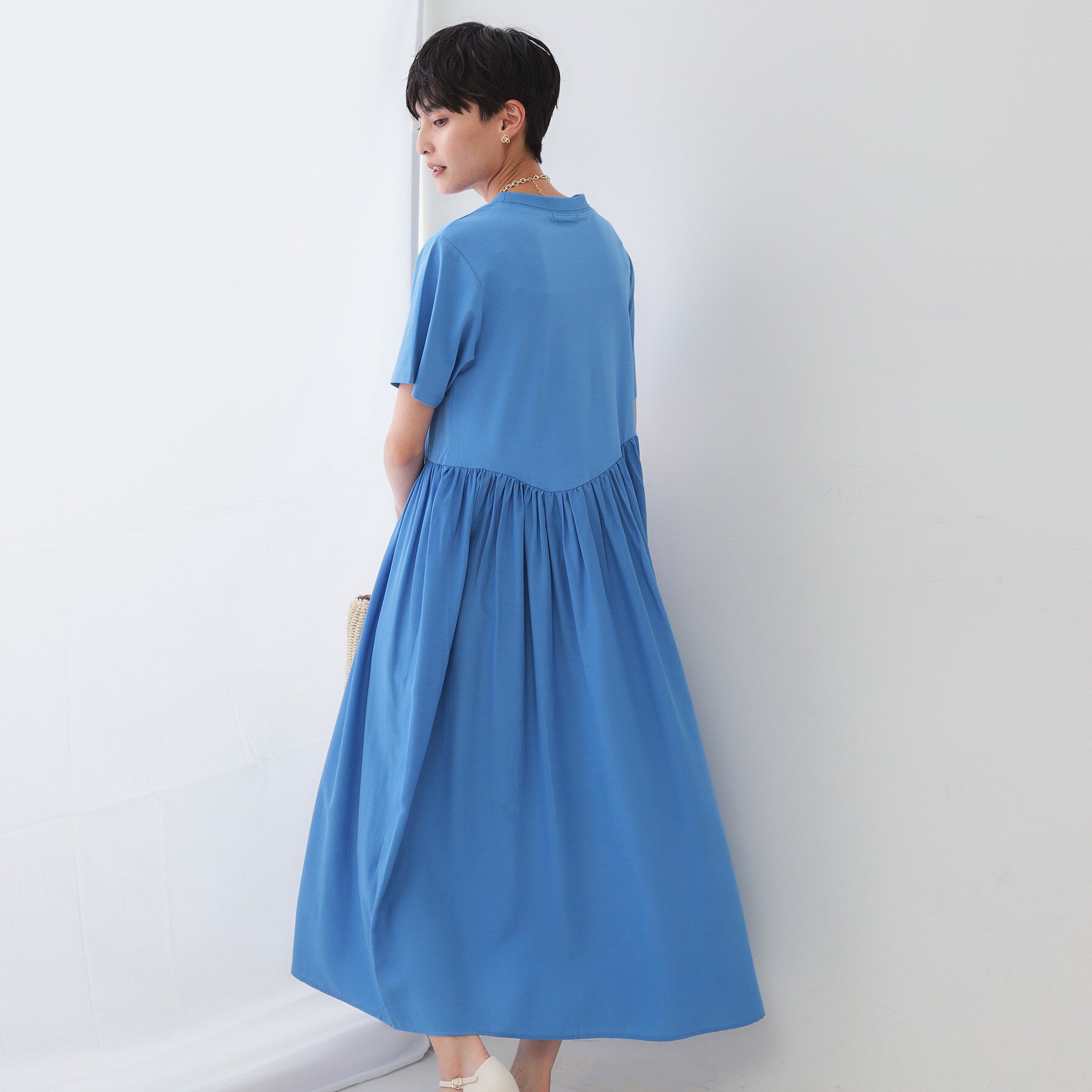 OPAQUE.CLIP「アシメドッキングフレアワンピース【洗濯機洗い可】」|ワンピース|