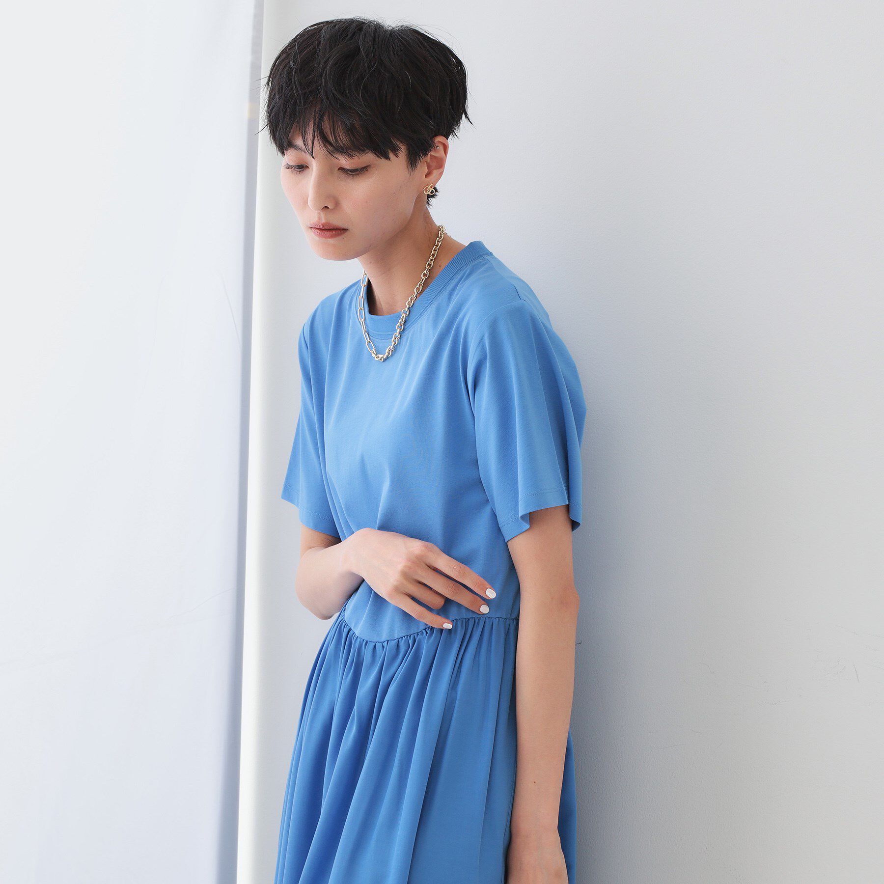 OPAQUE.CLIP「アシメドッキングフレアワンピース【洗濯機洗い可】」|ワンピース|