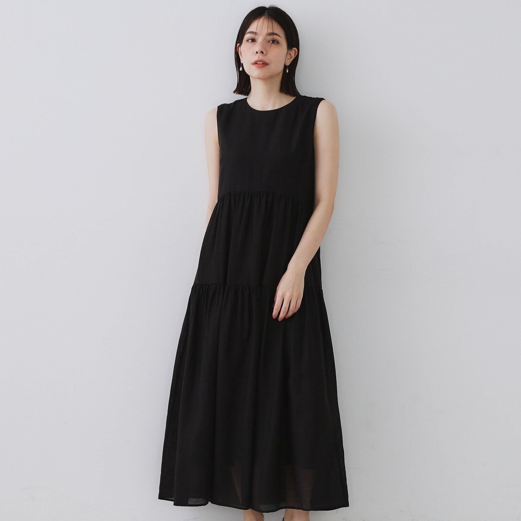 OPAQUE.CLIP「麻混シアーギャザーティアードワンピース【洗濯機洗い可】」|ワンピース|