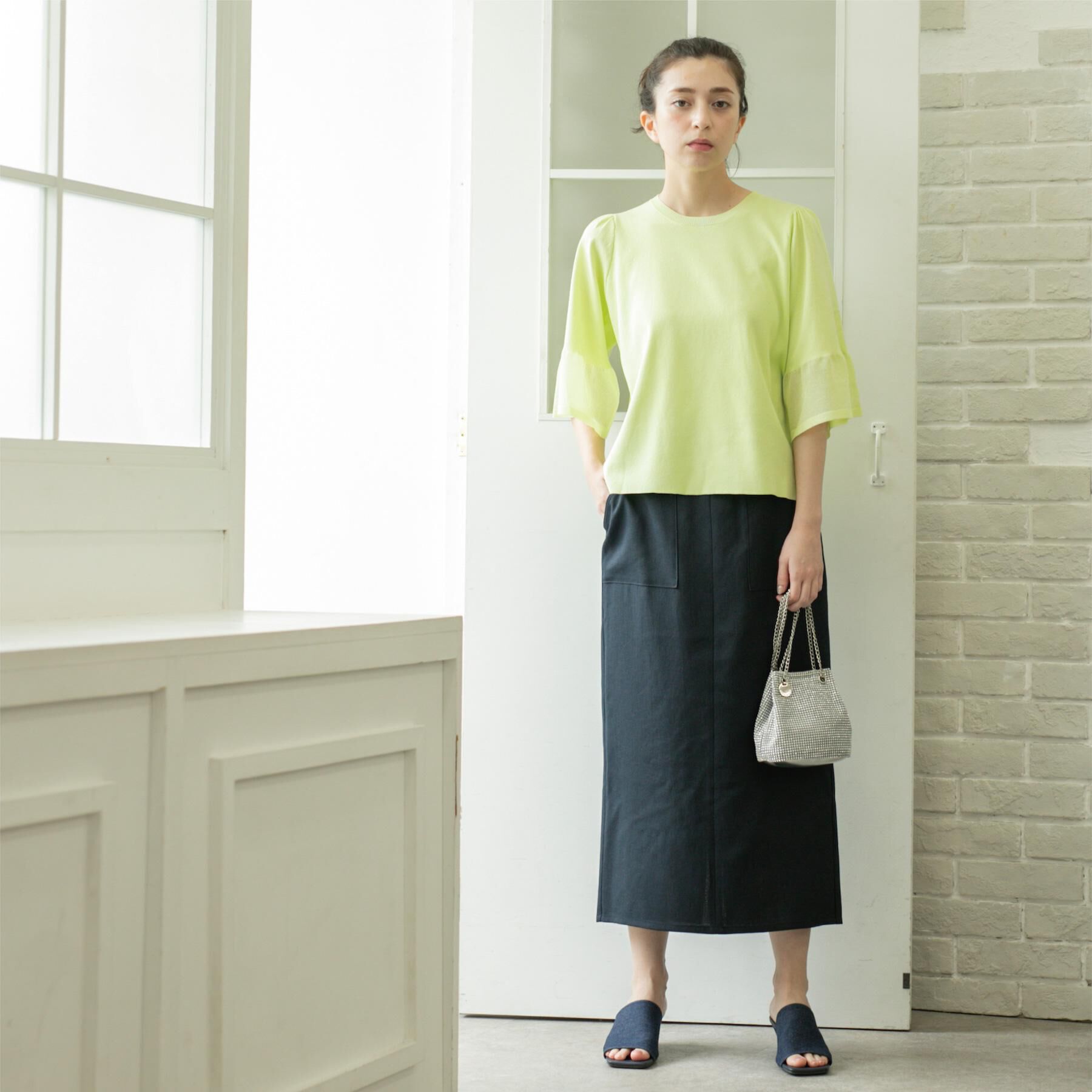 OPAQUE.CLIP「《美人百花掲載》ストレッチリネンライクタイトスカート【洗濯機洗い可】」|スカート|