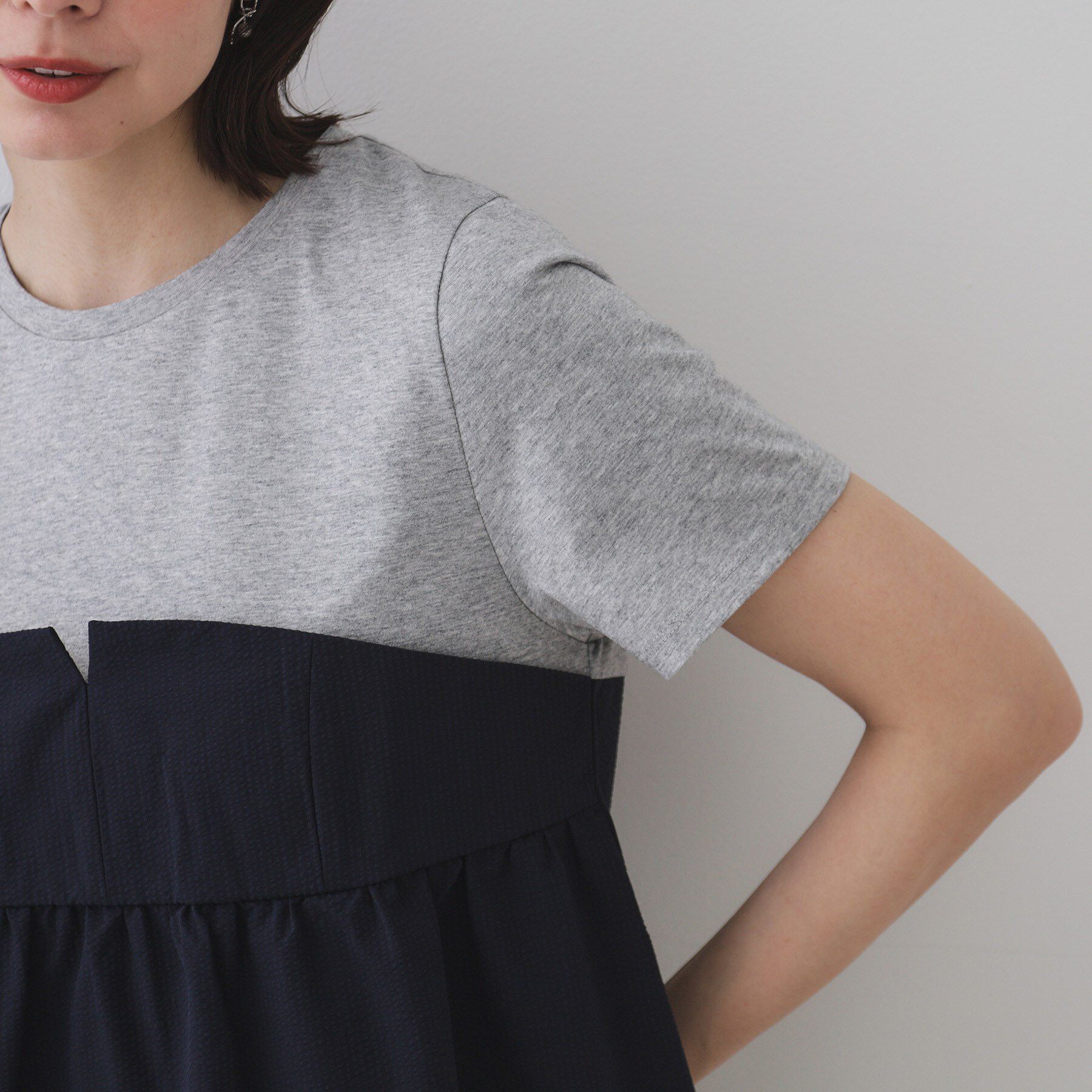 OPAQUE.CLIP「配色ビスチェドッキングカットソー【洗濯機洗い可】」|Tシャツ・カットソー|