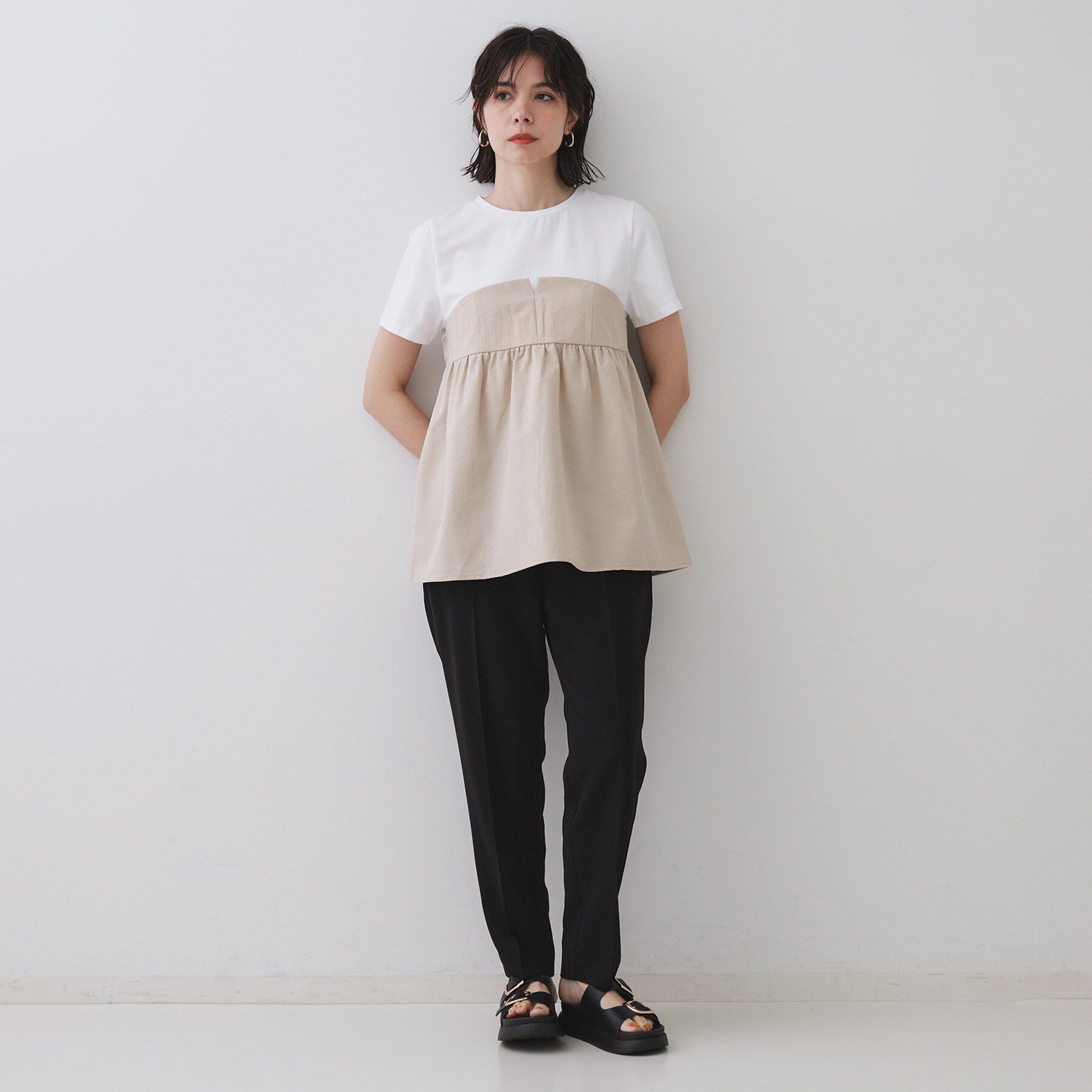 OPAQUE.CLIP「配色ビスチェドッキングカットソー【洗濯機洗い可】」|Tシャツ・カットソー|