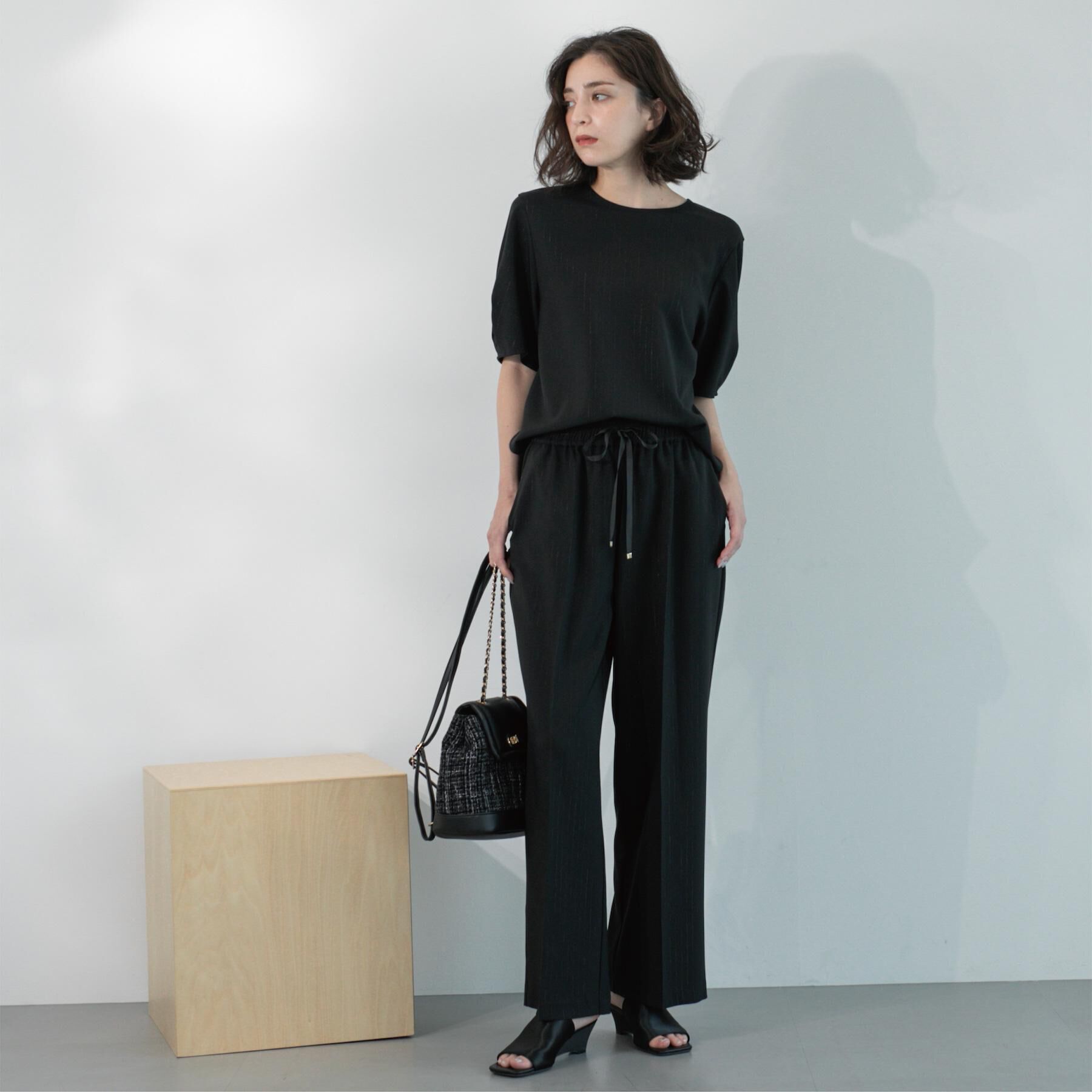 OPAQUE.CLIP「ラメストライプタックスリーブブラウス/セットアップ可【洗濯機洗い可/防シワ/吸水速乾】」|シャツ・ブラウス|