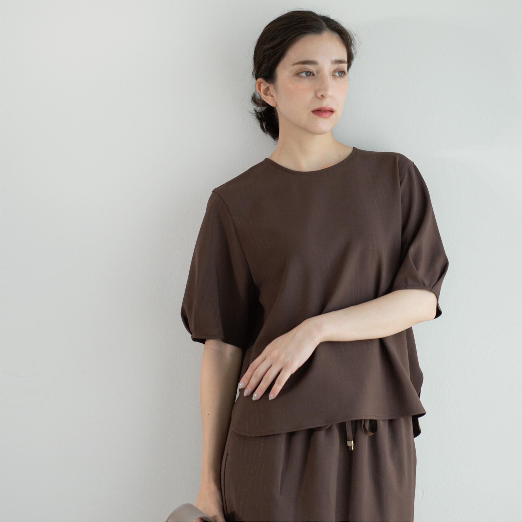 OPAQUE.CLIP「ラメストライプタックスリーブブラウス/セットアップ可【洗濯機洗い可/防シワ/吸水速乾】」|シャツ・ブラウス|