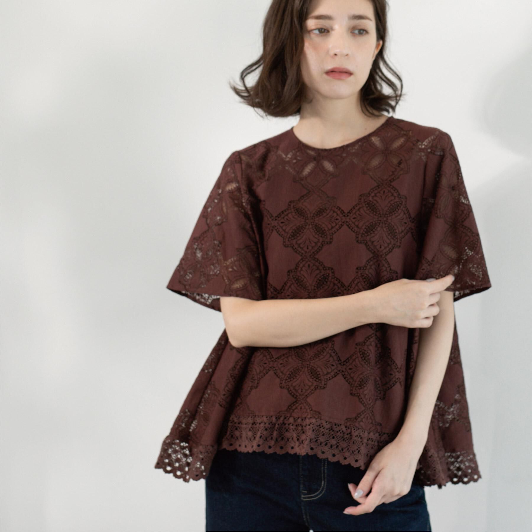 OPAQUE.CLIP「レースフレアブラウス【洗濯機洗い可】」|シャツ・ブラウス|