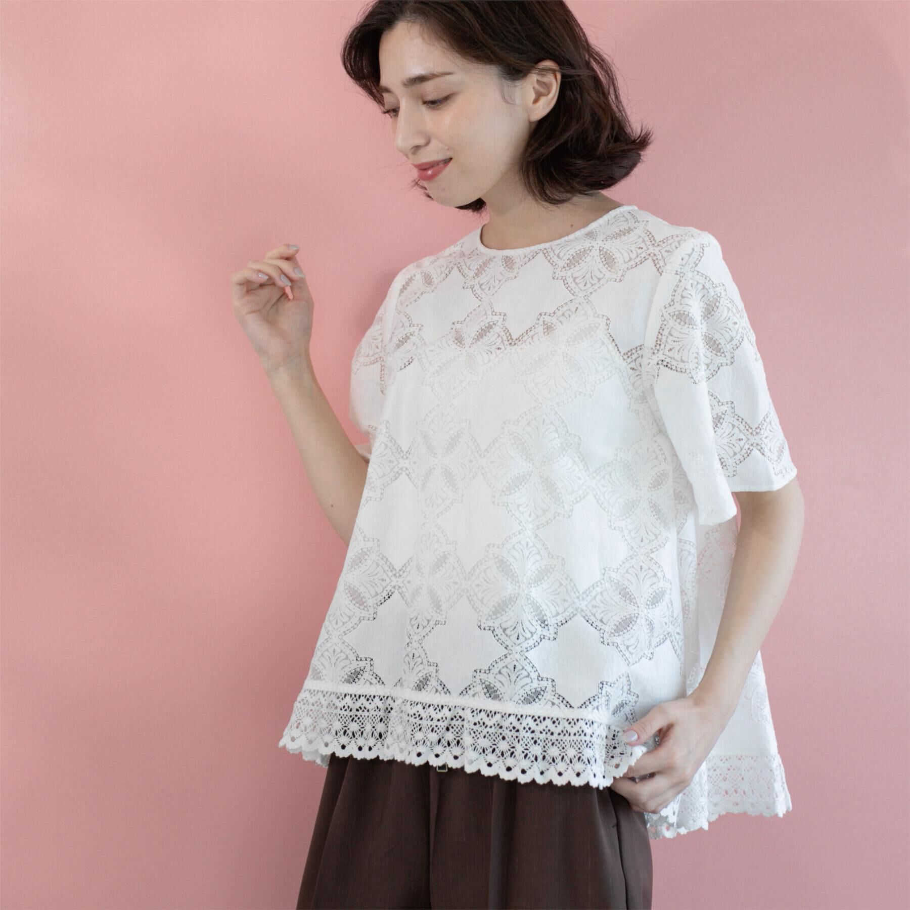 OPAQUE.CLIP「レースフレアブラウス【洗濯機洗い可】」|シャツ・ブラウス|
