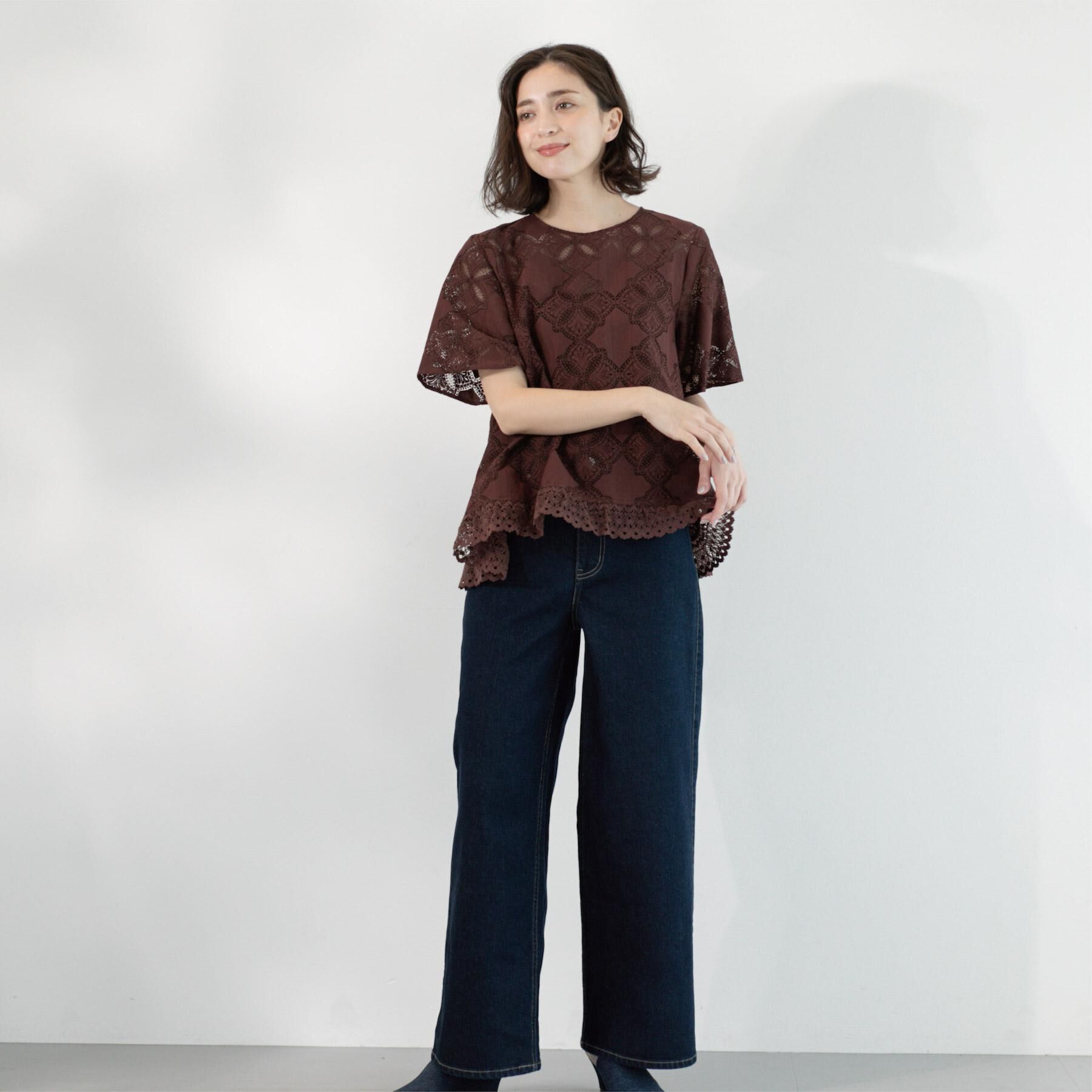 OPAQUE.CLIP「レースフレアブラウス【洗濯機洗い可】」|シャツ・ブラウス|