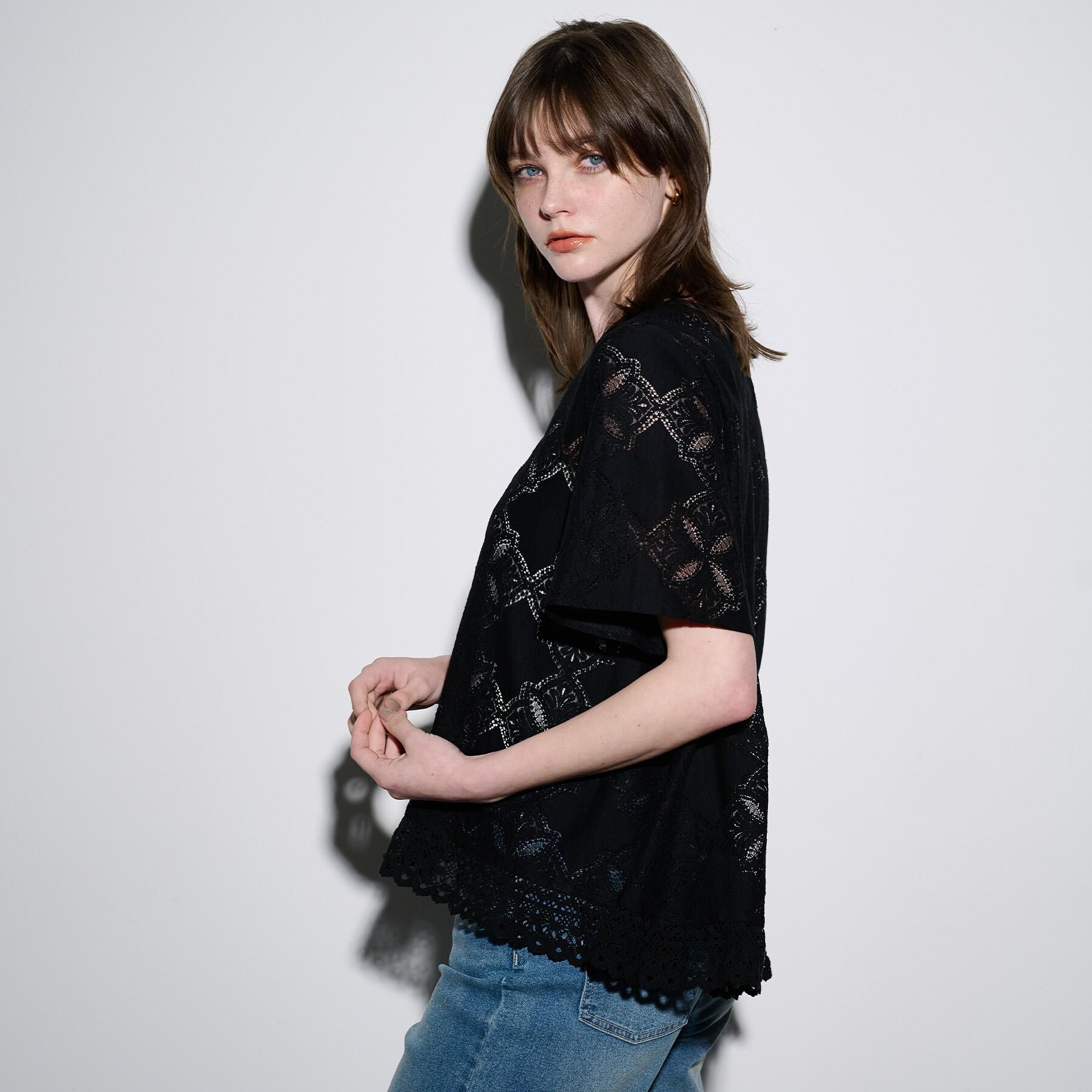 OPAQUE.CLIP「レースフレアブラウス【洗濯機洗い可】」|シャツ・ブラウス|