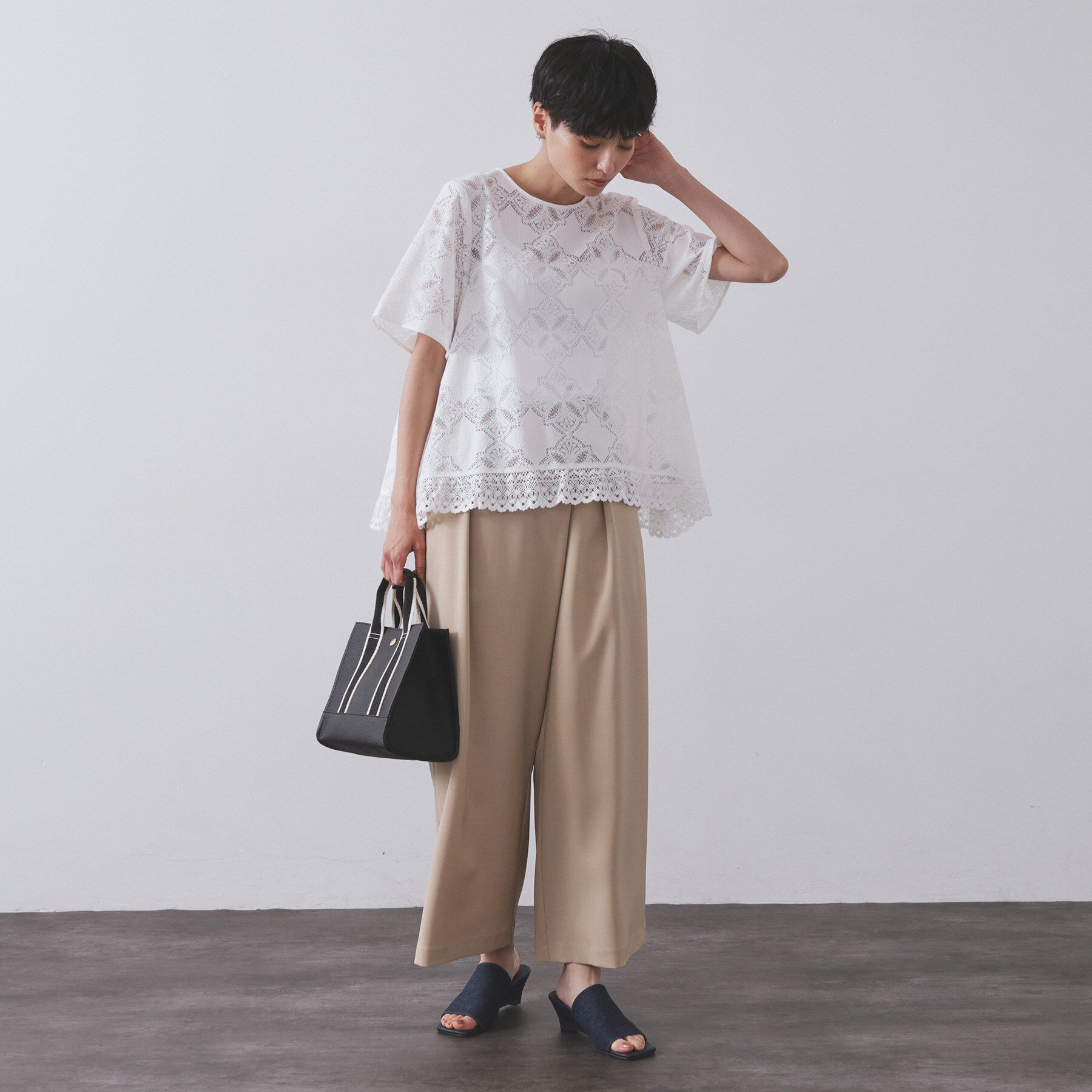 OPAQUE.CLIP「レースフレアブラウス【洗濯機洗い可】」|シャツ・ブラウス|