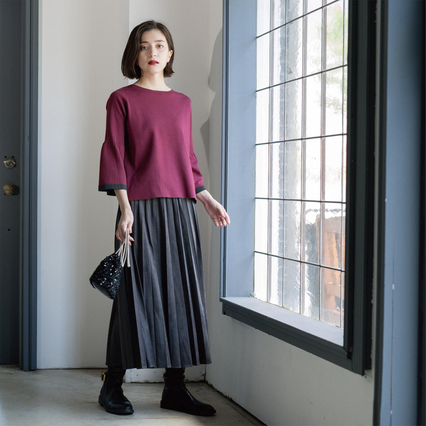 OPAQUE.CLIP「フェイクスウェードプリーツスカート【静電気防止加工/洗濯機OK】」|スカート|