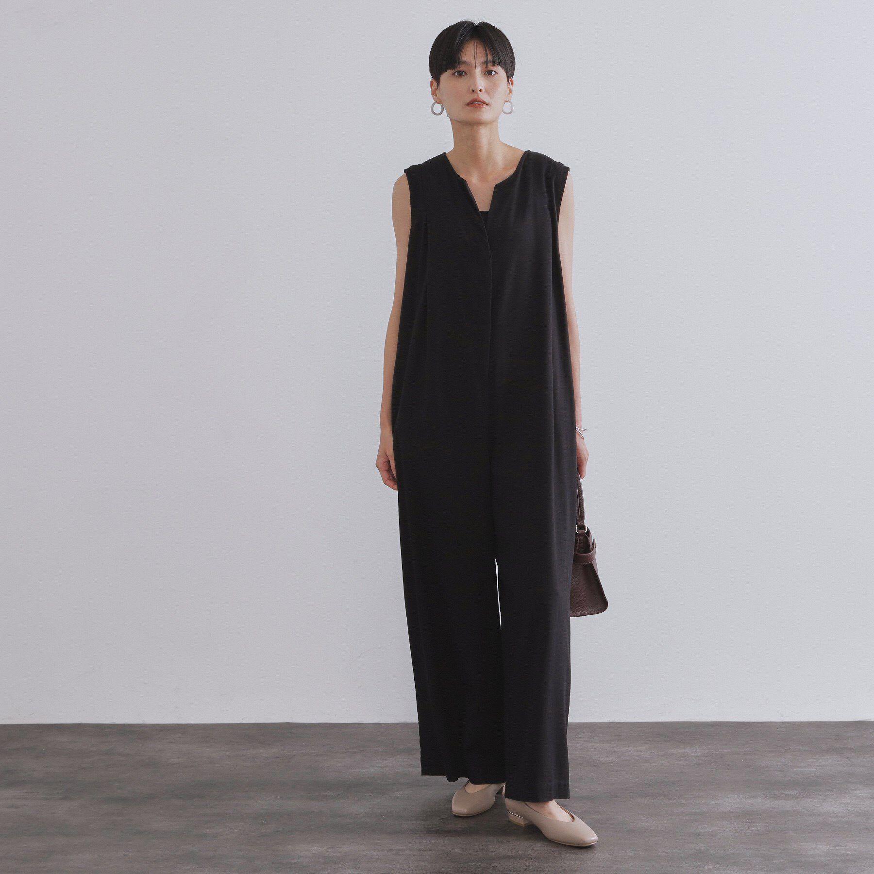 OPAQUE.CLIP「《Can Cam掲載》麻混ベルト付きオールインワン【洗濯機洗い可】」|オールインワン|