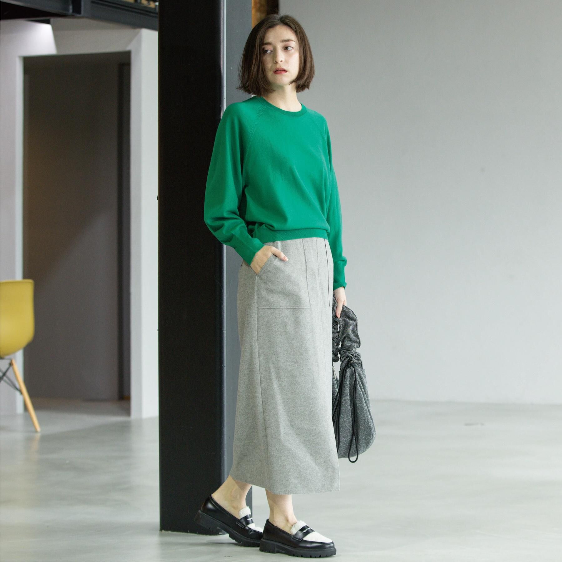 OPAQUE.CLIP「ラグランクルーネックニット/エクストラファインメリノウール【THEシリーズ/洗濯機OK】」|ニット・セーター|