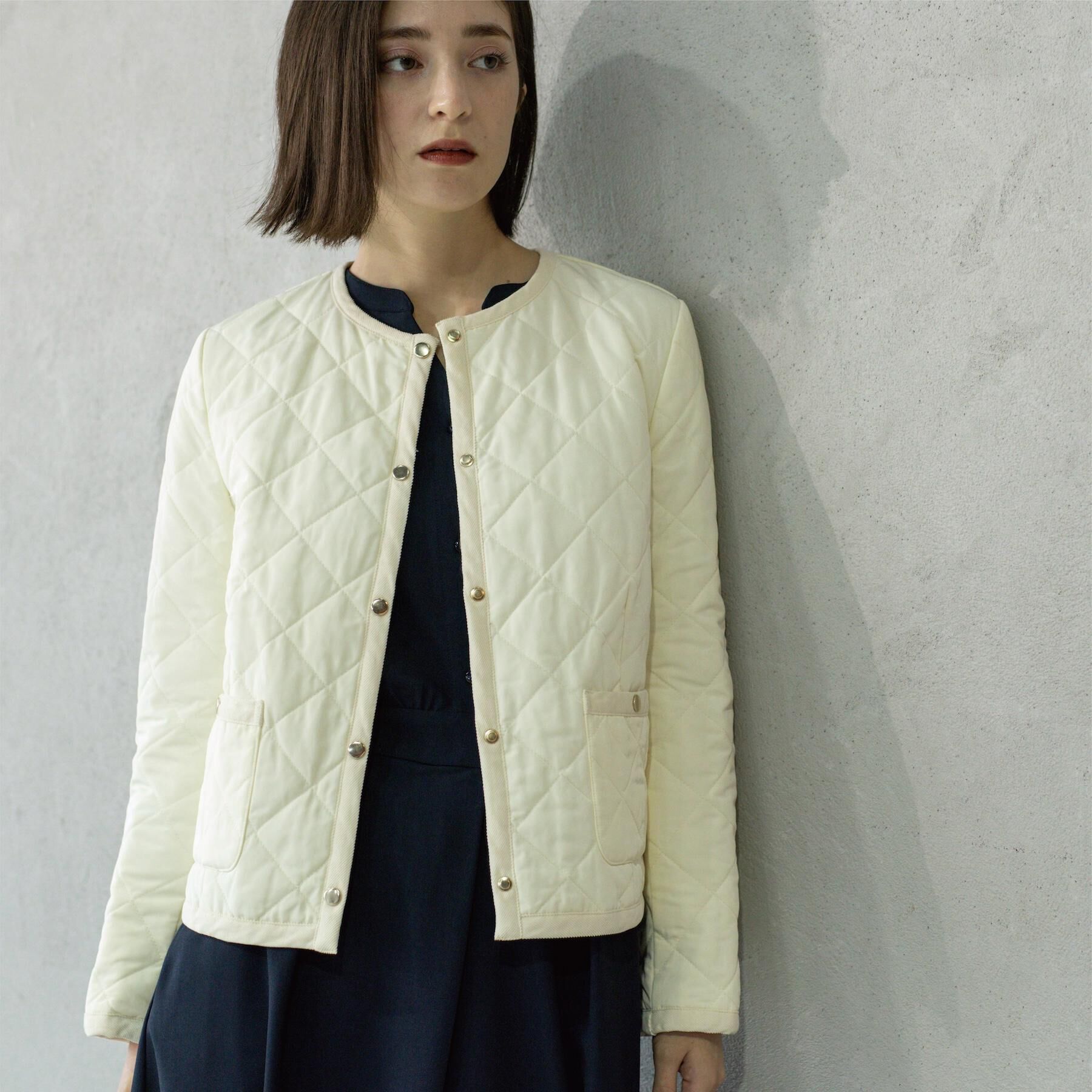 OPAQUE.CLIP「撥水キルティングノーカラージャケット【洗濯機洗い可】」|ノーカラージャケット|