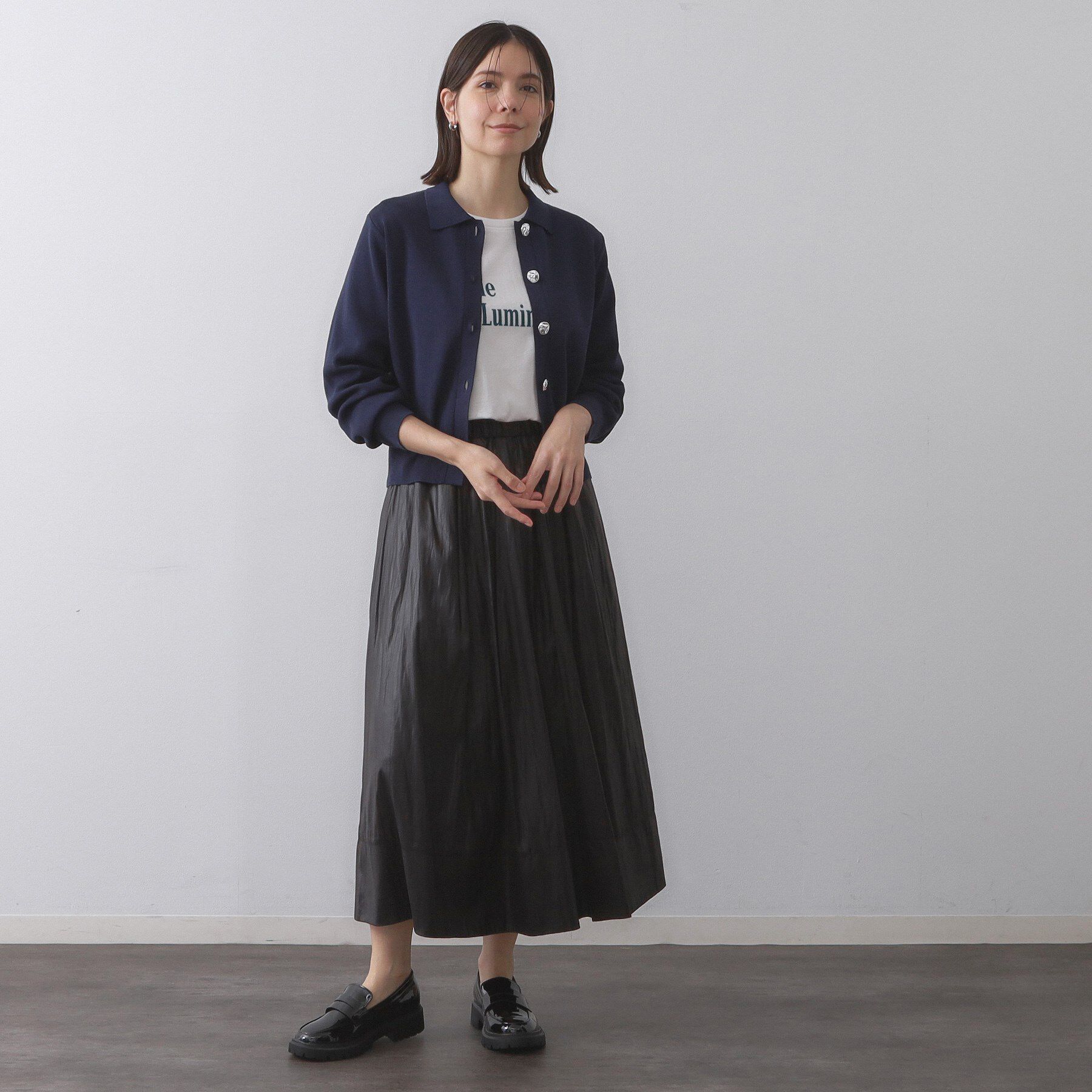 OPAQUE.CLIP「衿付き変形ボタンニットカーディガン【洗濯機OK/抗ピル】」|カーディガン|