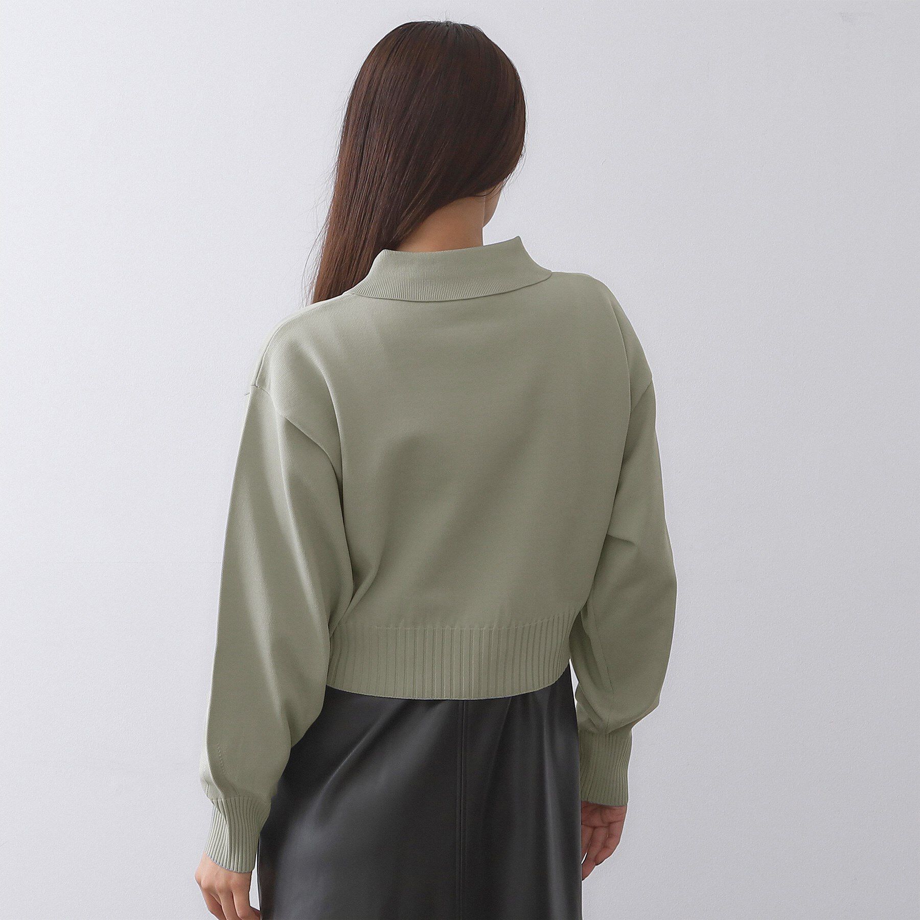 OPAQUE.CLIP「襟付きZIPアップニットカーディガン【洗濯機洗い可/抗ピル】」|カーディガン|