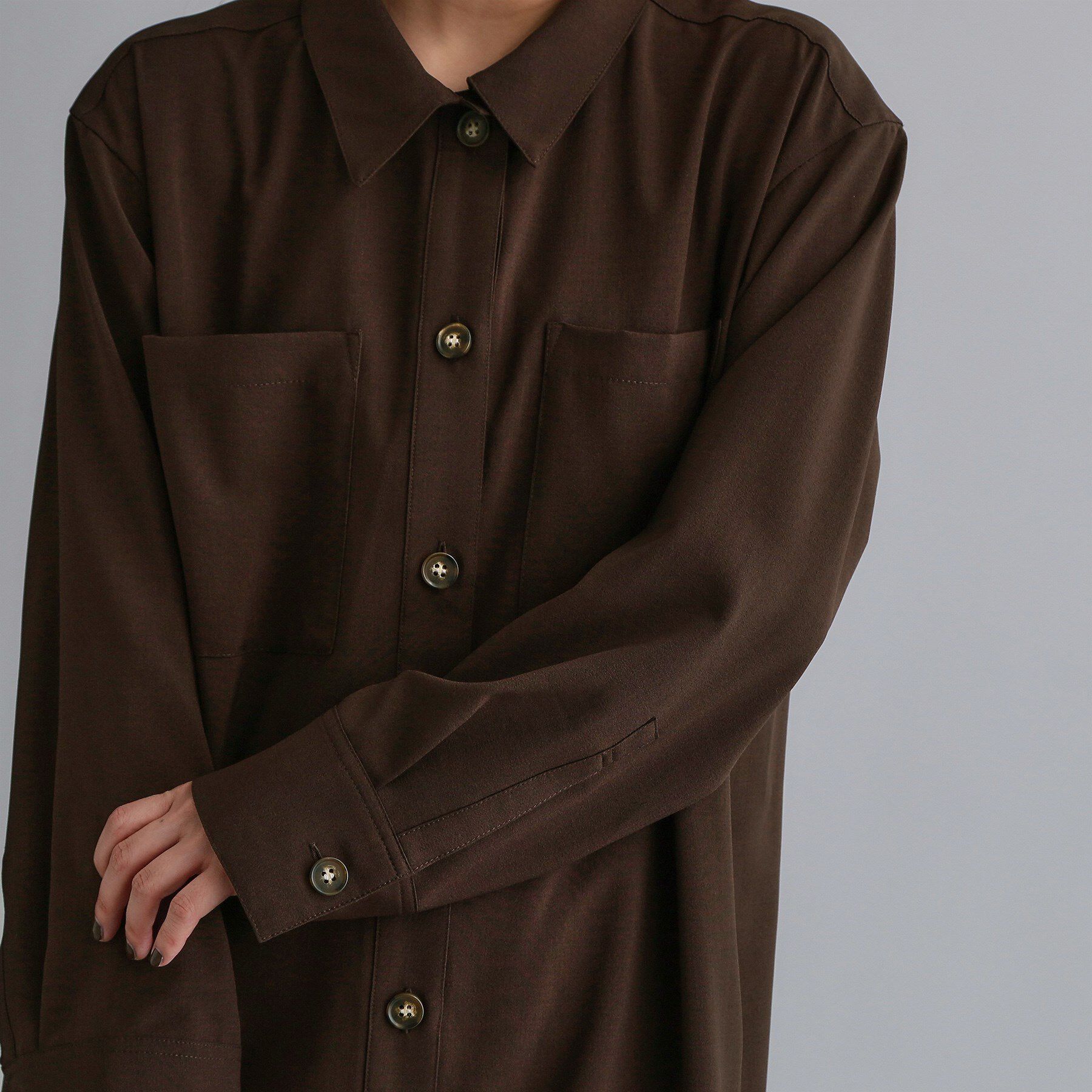 OPAQUE.CLIP「【es】ダブルポケットロングシャツワンピース【洗濯機OK】」|ワンピース|