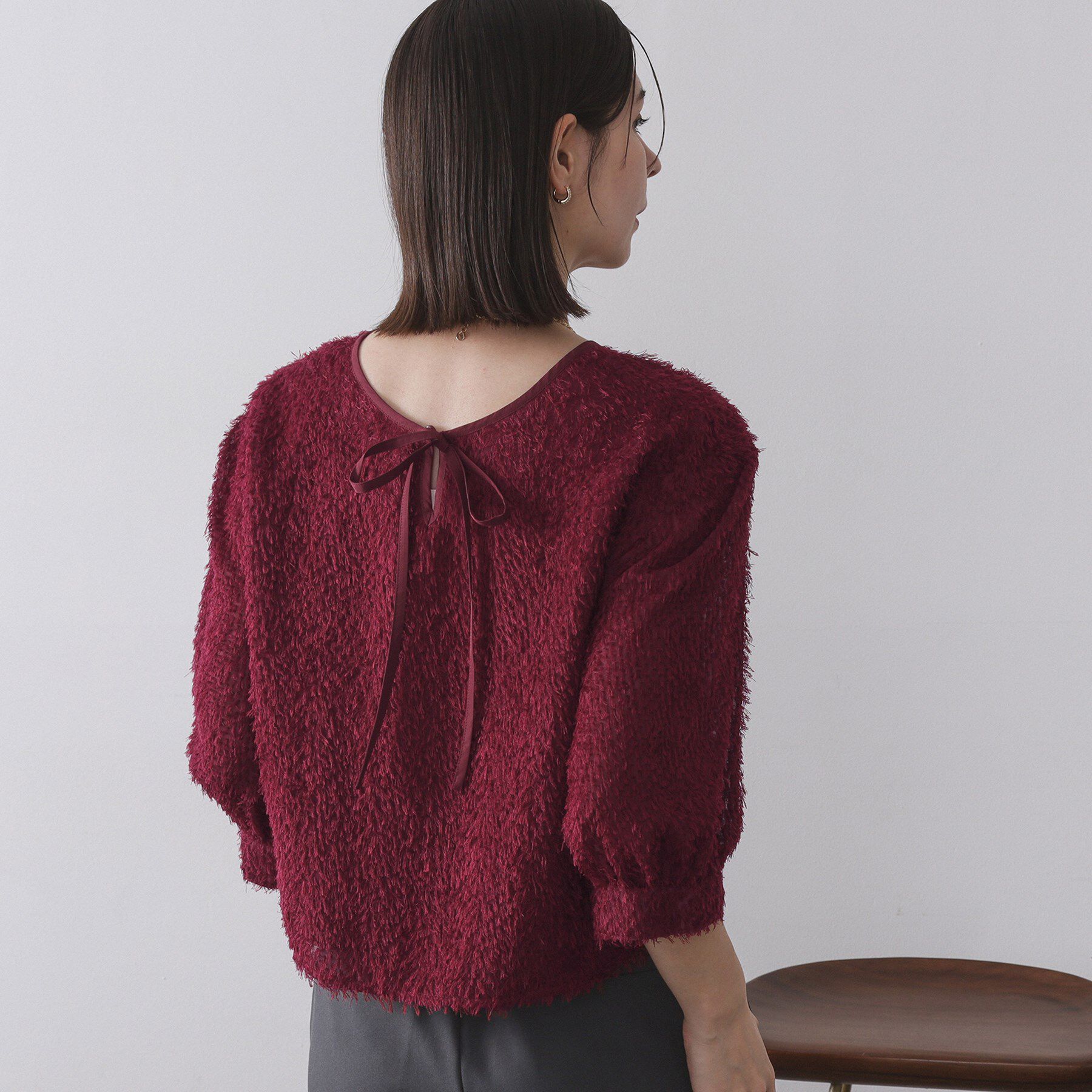 OPAQUE.CLIP「前後2WAY　シアーフリンジジャカードブラウス【洗濯機OK】」|シャツ・ブラウス|