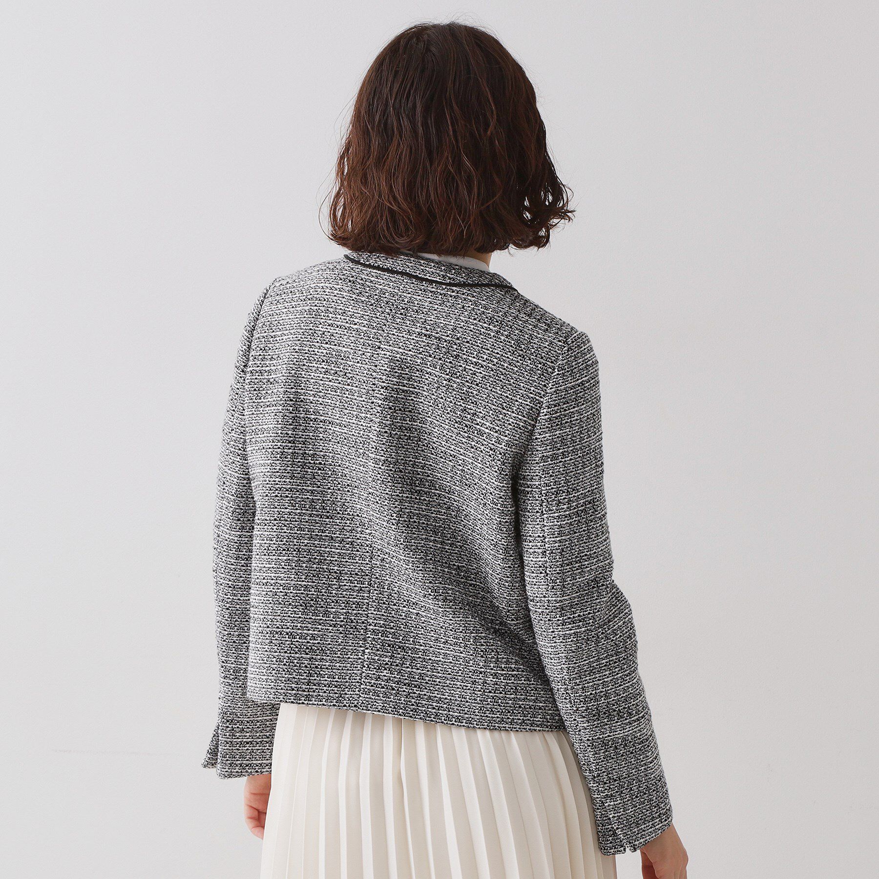 OPAQUE.CLIP「《通勤対応》 コットンツイードジャケット」|ノーカラージャケット|