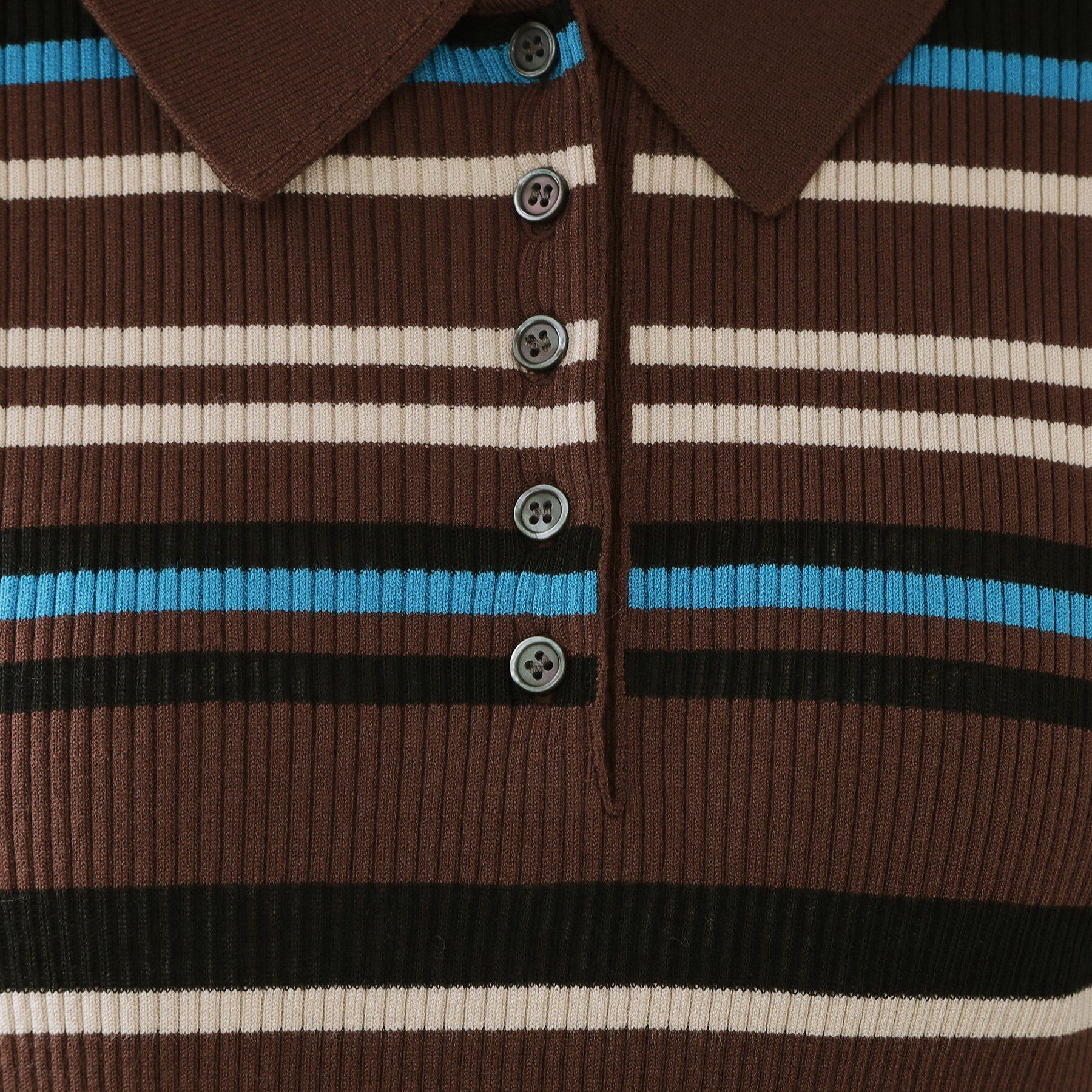 OPAQUE.CLIP「マルチボーダーポロニット【洗濯機OK】」|ニット・セーター|