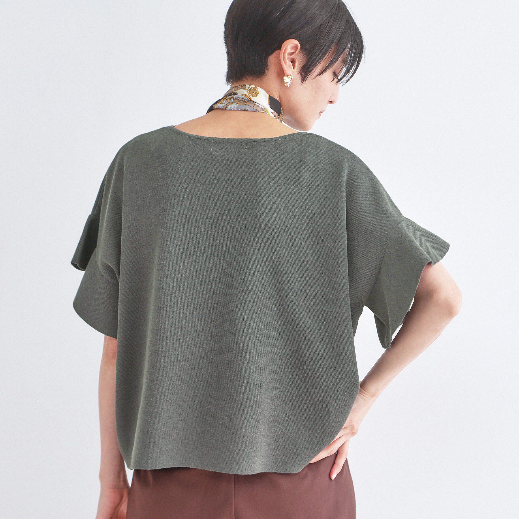 OPAQUE.CLIP「【UVケア/遮熱性】フリルスリーブニット《7col/洗濯機OK》」|ニット・セーター|