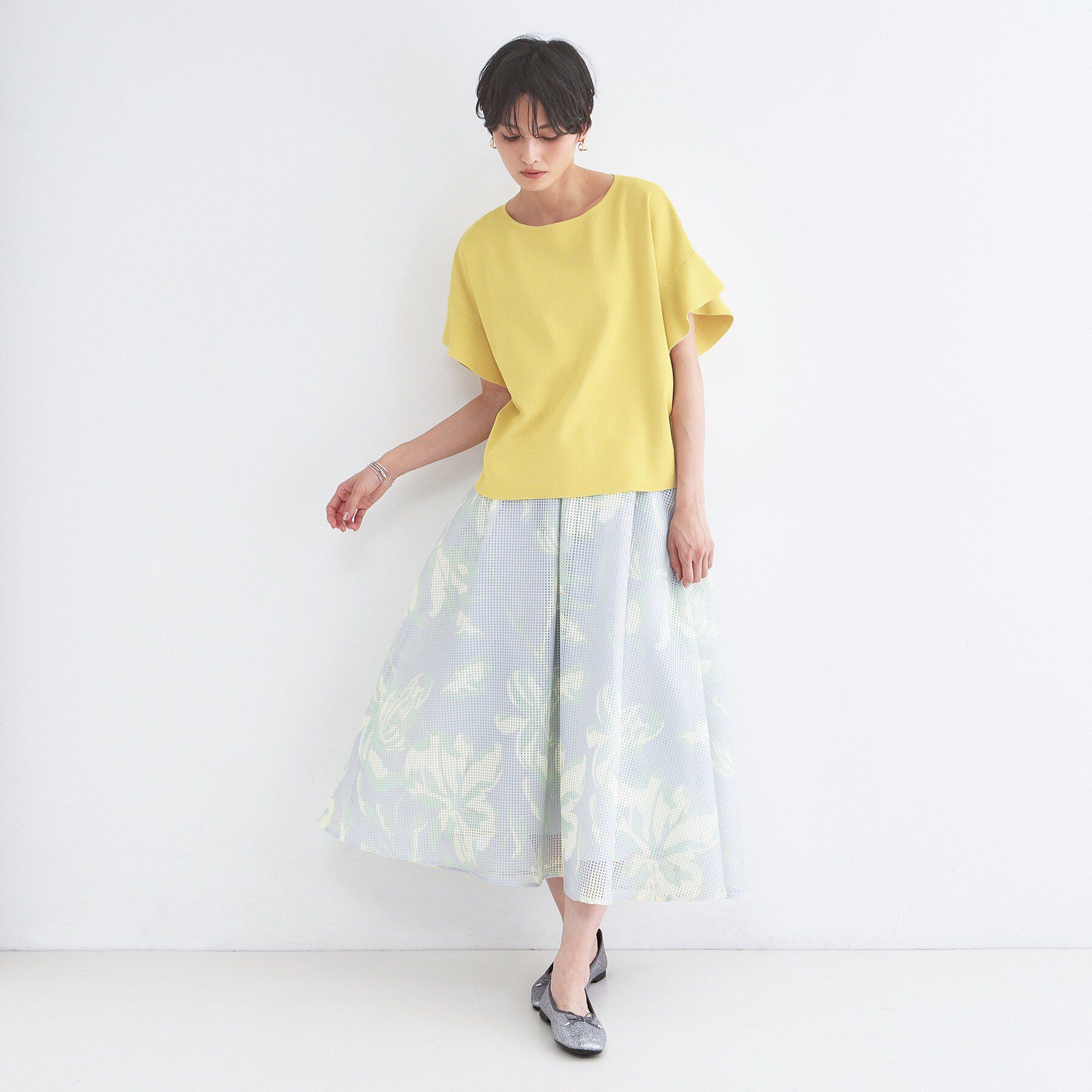 OPAQUE.CLIP「【UVケア/遮熱性】フリルスリーブニット《7col/洗濯機OK》」|ニット・セーター|