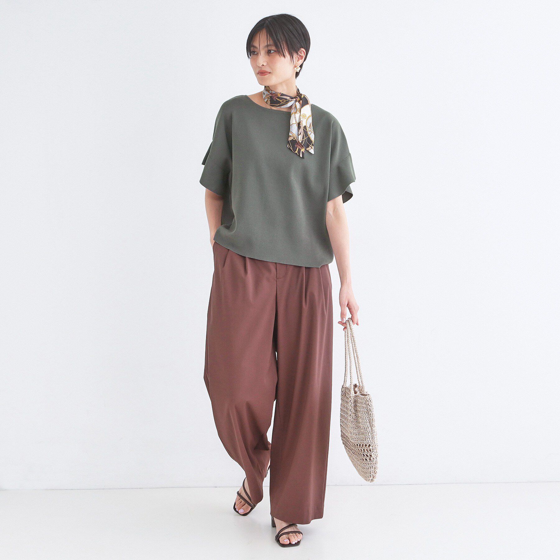 OPAQUE.CLIP「【UVケア/遮熱性】フリルスリーブニット《7col/洗濯機OK》」|ニット・セーター|