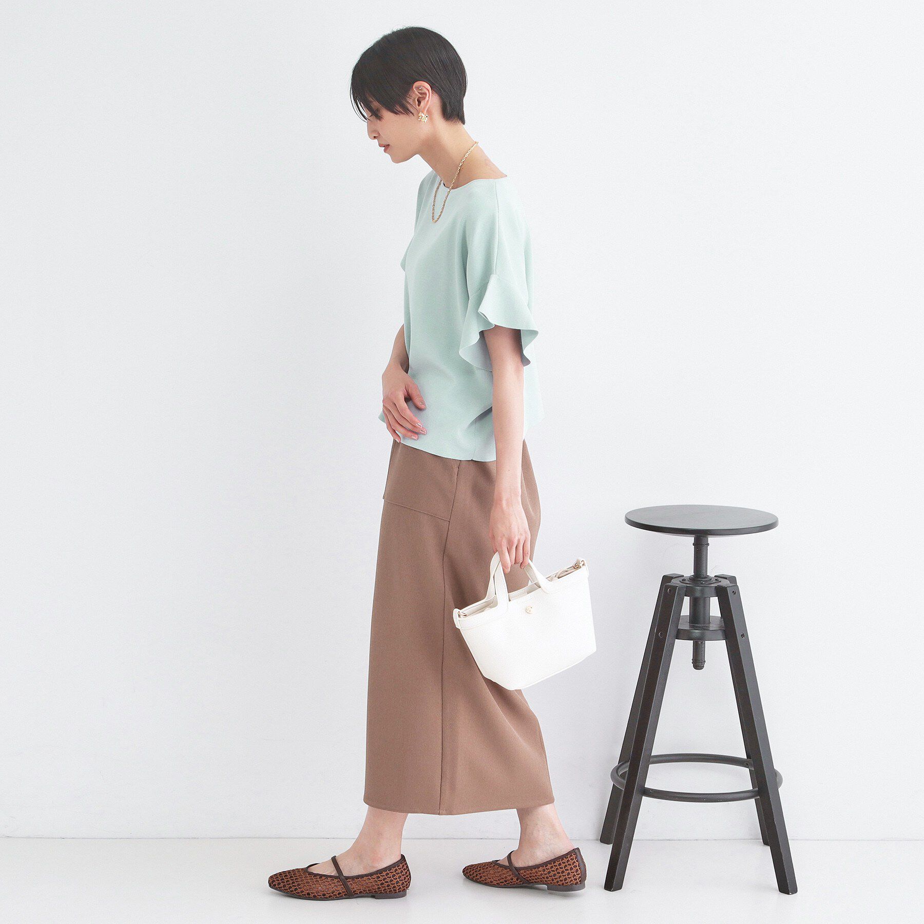 OPAQUE.CLIP「【UVケア/遮熱性】フリルスリーブニット《7col/洗濯機OK》」|ニット・セーター|