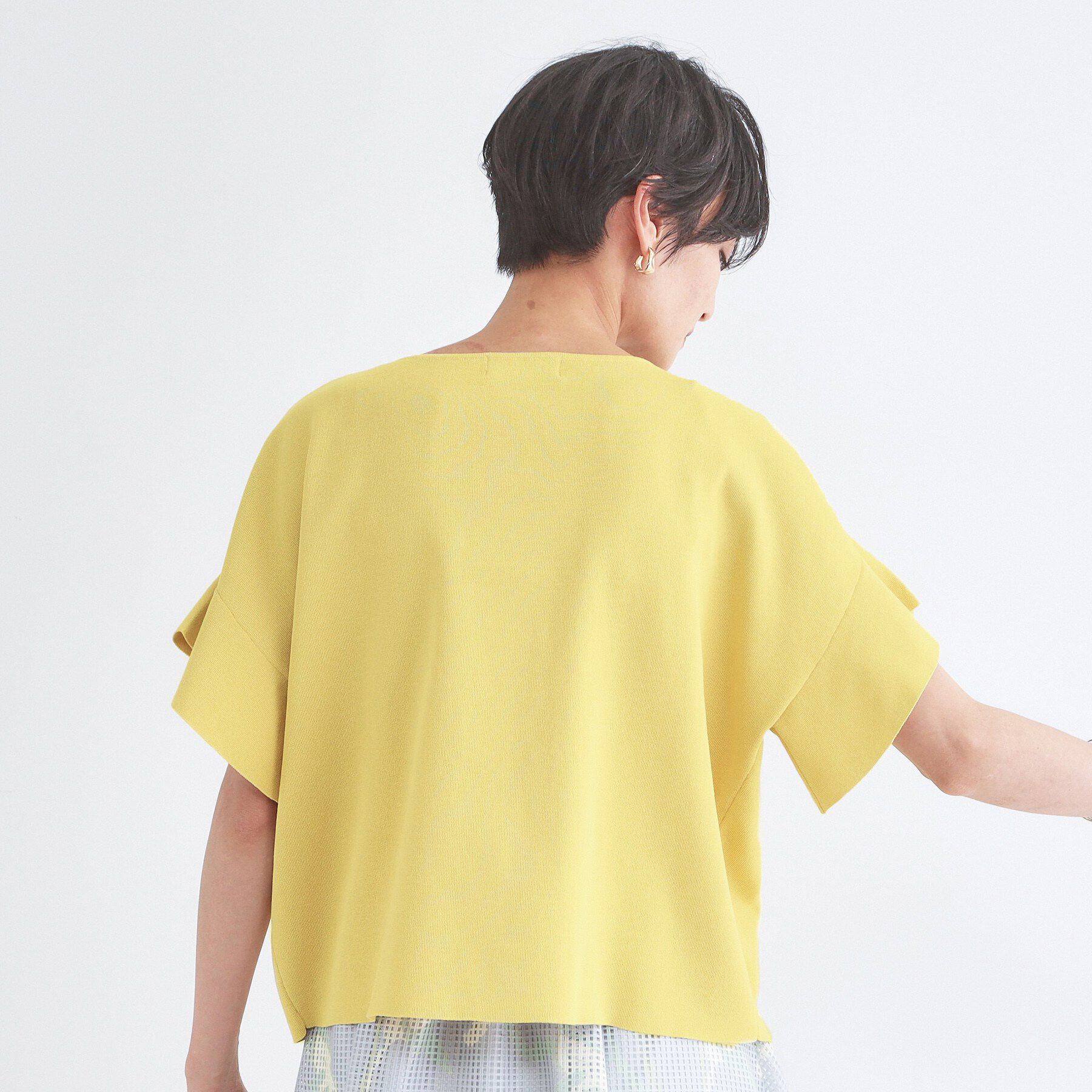 OPAQUE.CLIP「【UVケア/遮熱性】フリルスリーブニット《7col/洗濯機OK》」|ニット・セーター|