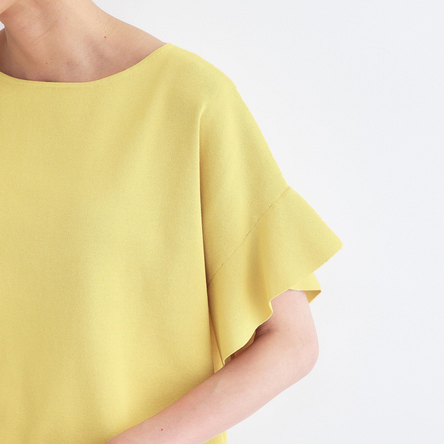 OPAQUE.CLIP「【UVケア/遮熱性】フリルスリーブニット《7col/洗濯機OK》」|ニット・セーター|