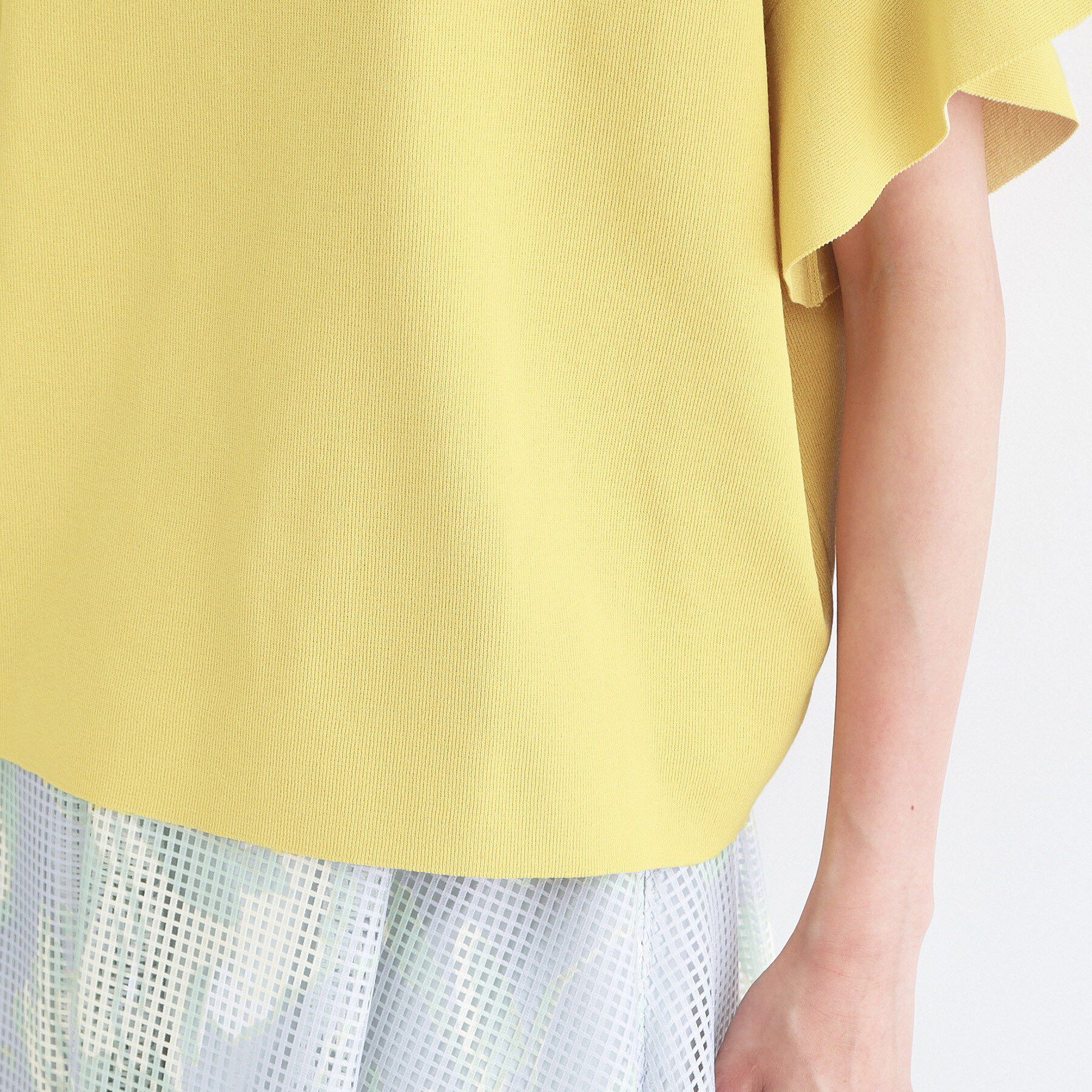 OPAQUE.CLIP「【UVケア/遮熱性】フリルスリーブニット《7col/洗濯機OK》」|ニット・セーター|