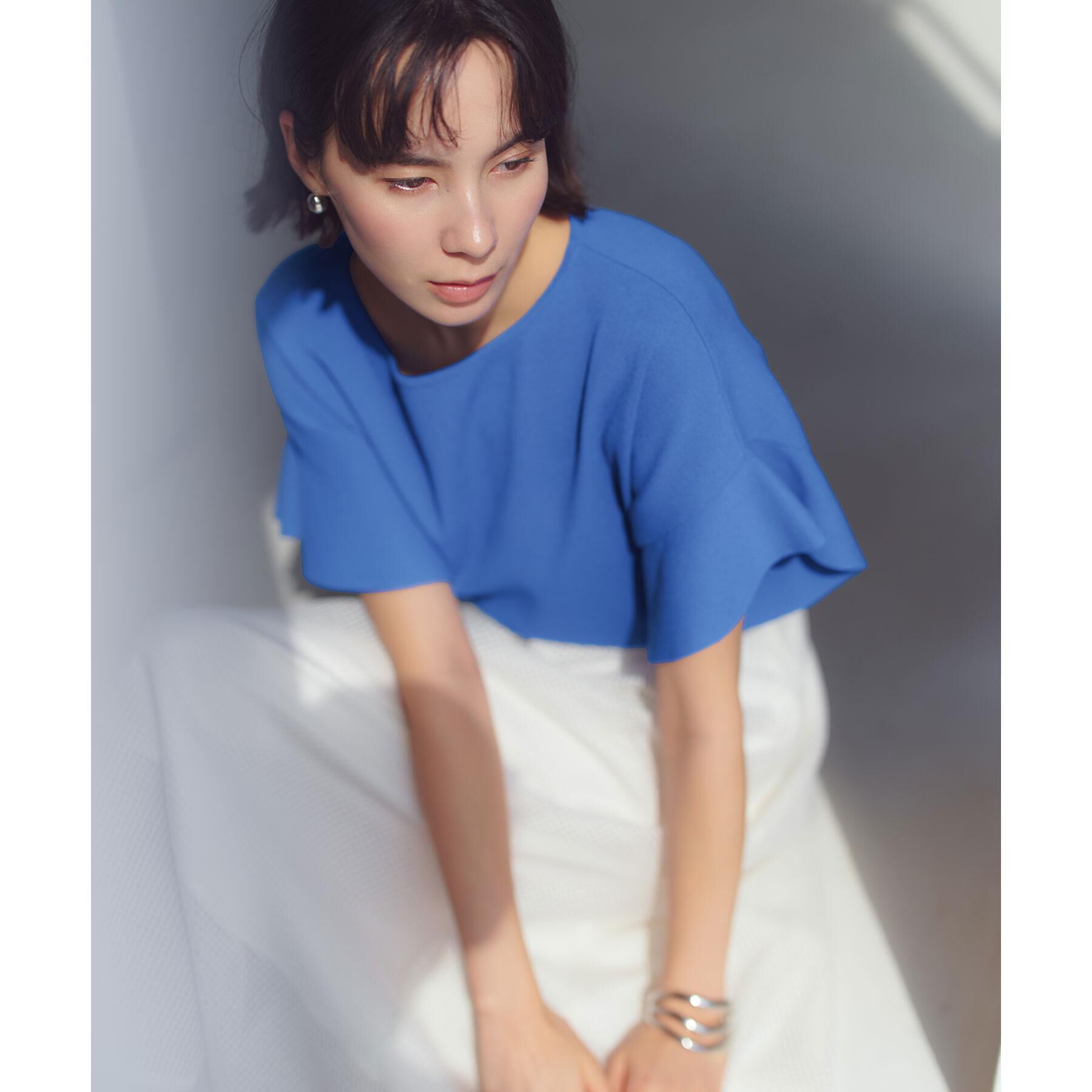 OPAQUE.CLIP「【UVケア/遮熱性】フリルスリーブニット《7col/洗濯機OK》」|ニット・セーター|