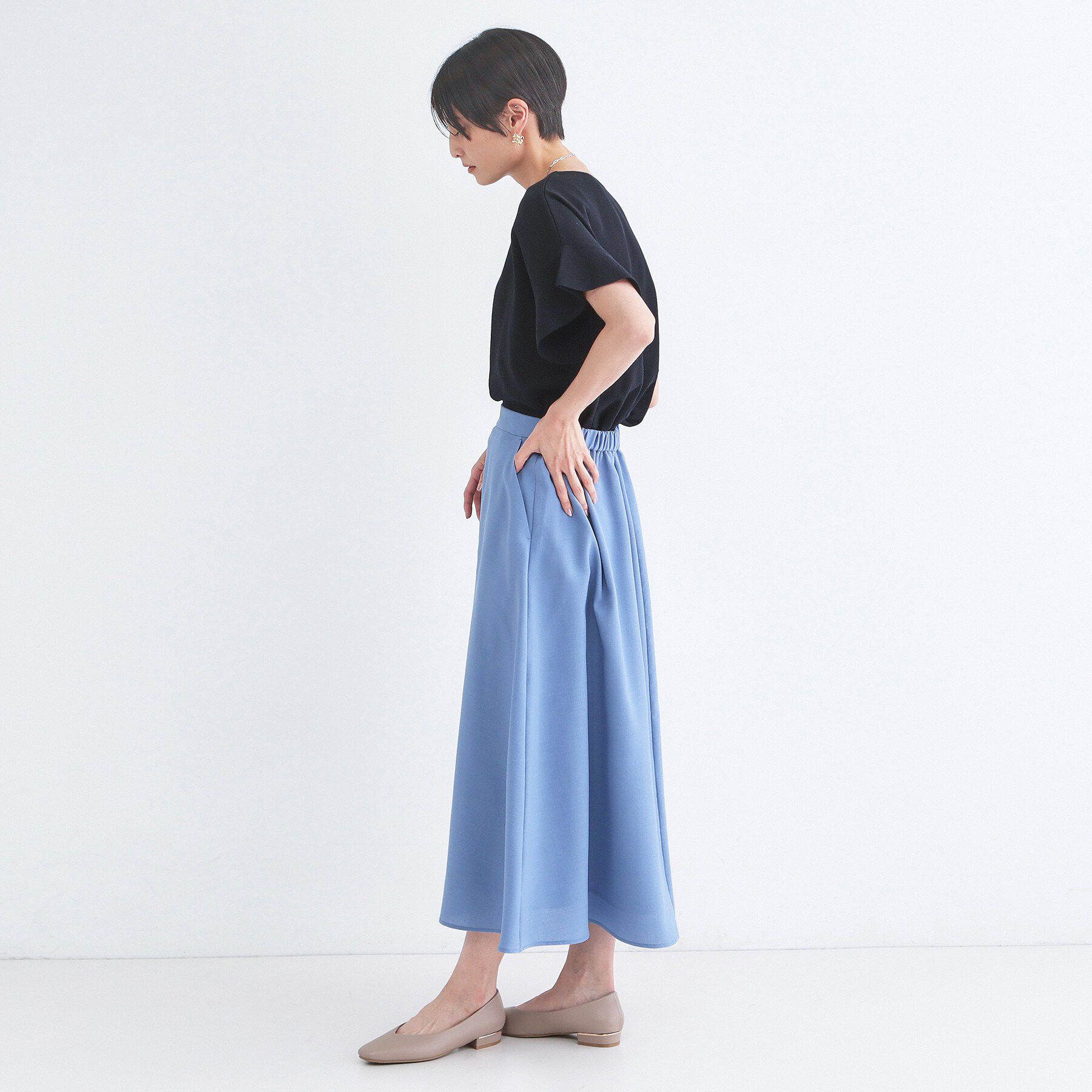 OPAQUE.CLIP「【UVケア/遮熱性】フリルスリーブニット《7col/洗濯機OK》」|ニット・セーター|