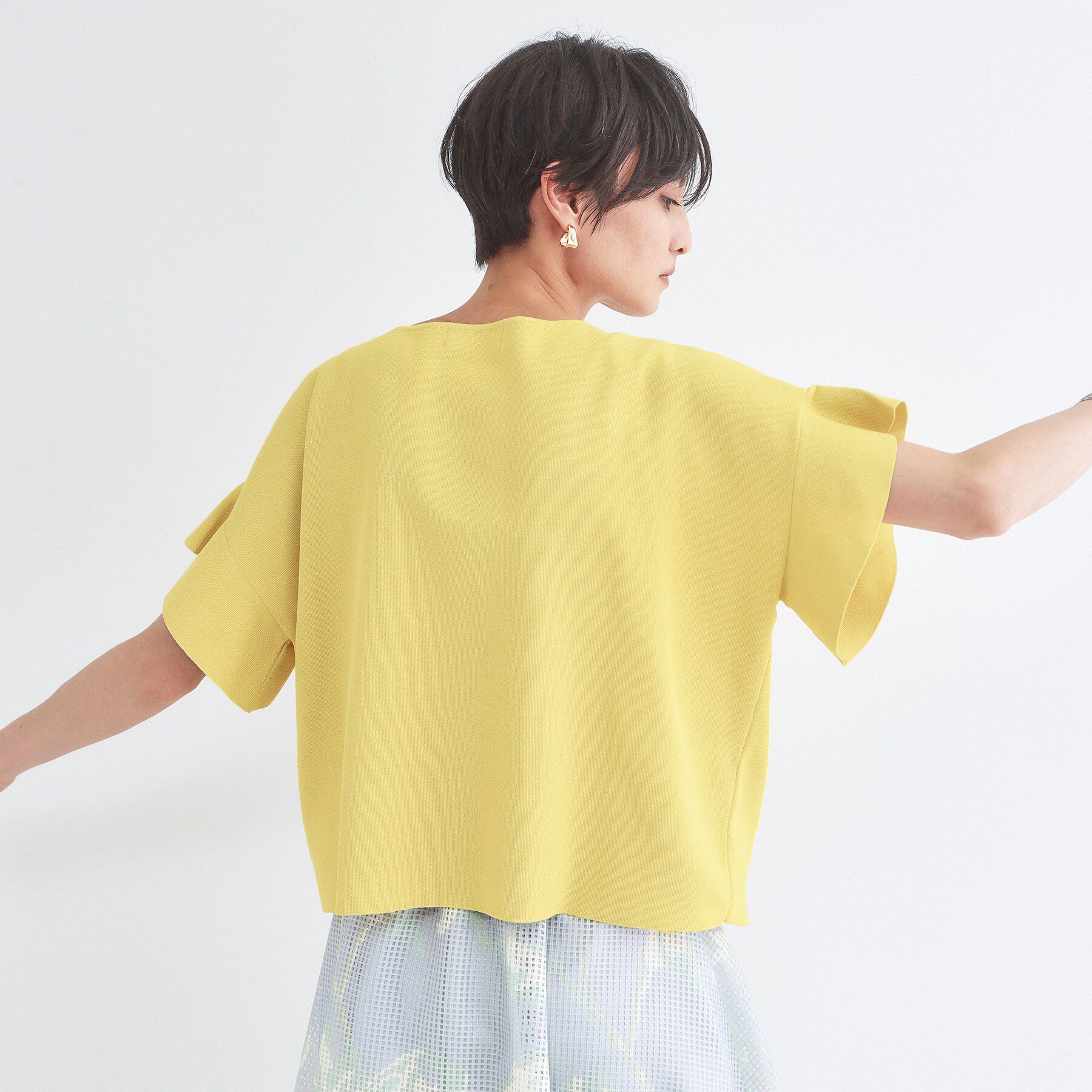 OPAQUE.CLIP「【UVケア/遮熱性】フリルスリーブニット《7col/洗濯機OK》」|ニット・セーター|