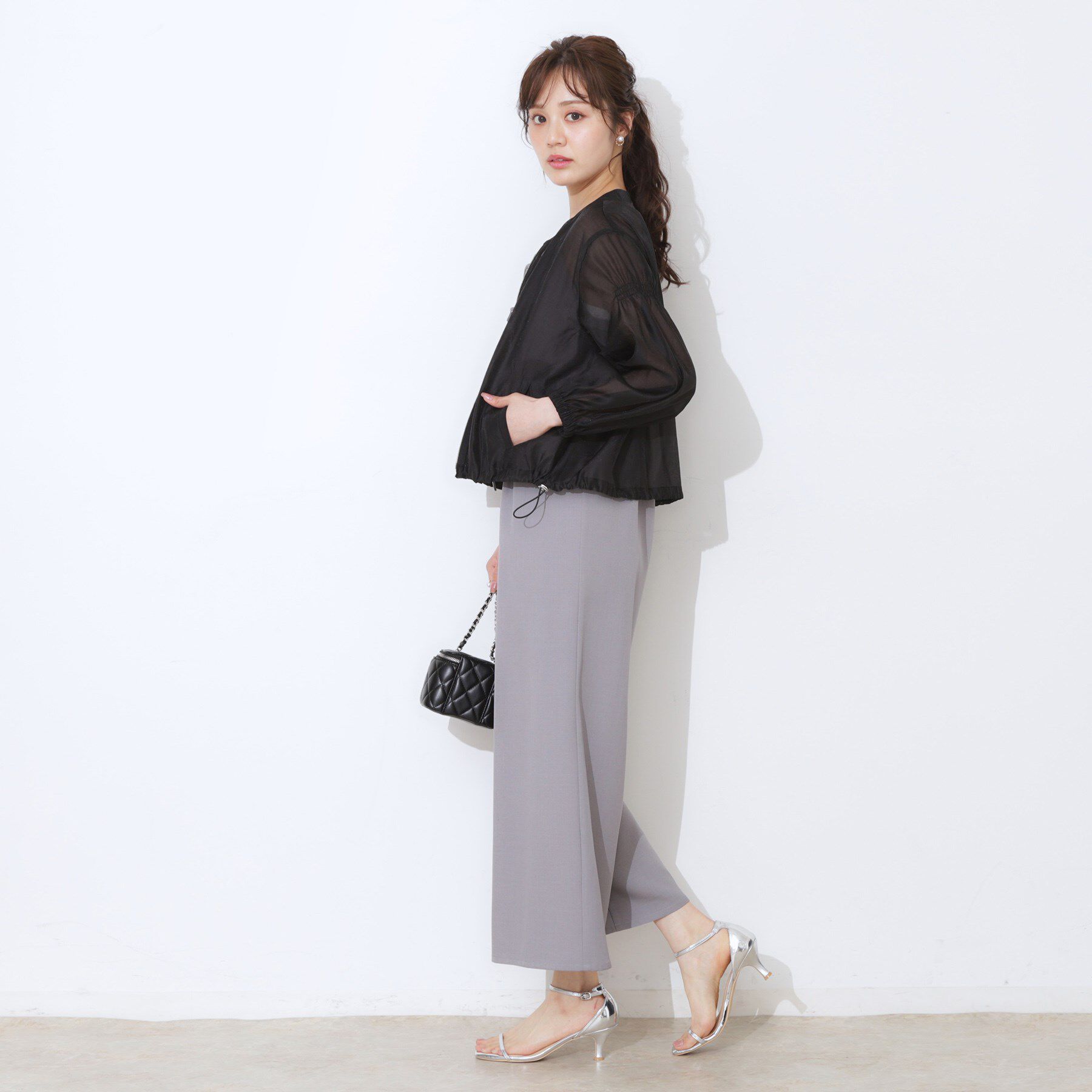 Couture broach「【マシンウォッシャブル・シアー】袖シャーリングシアーブルゾン」|ブルゾン・スタジャン|